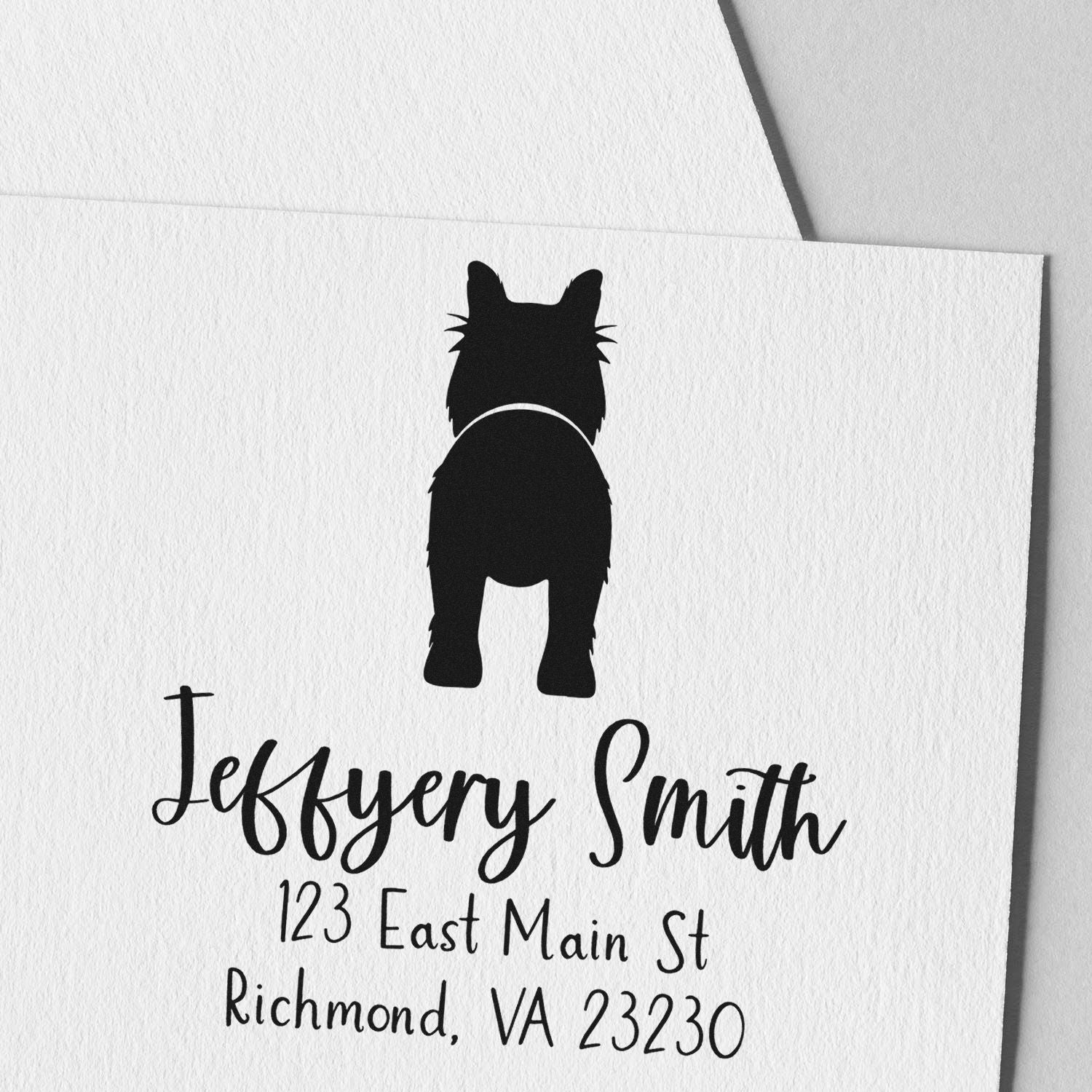 Wood Handle Collie Custom Made Pet Address Stamper