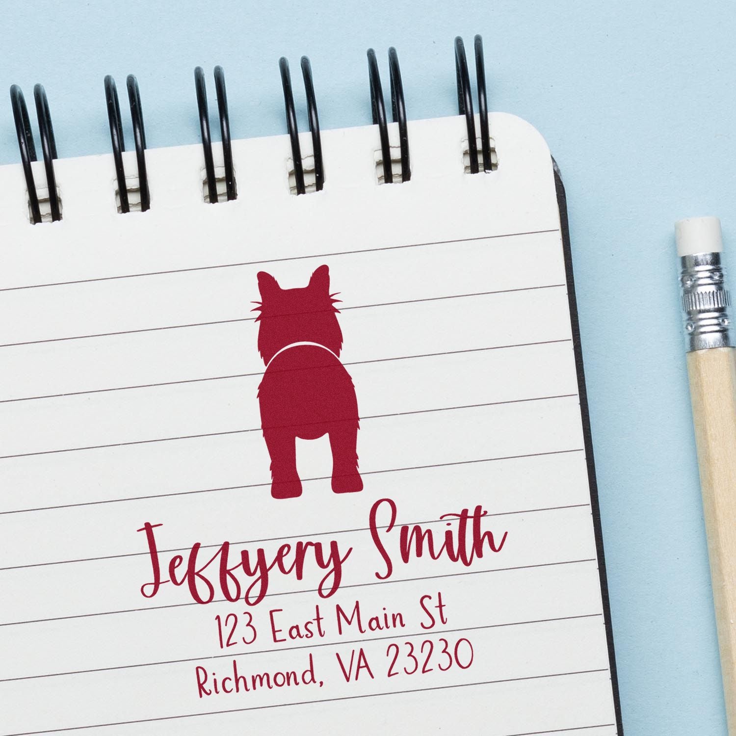 Wood Handle Collie Custom Made Pet Address Stamper