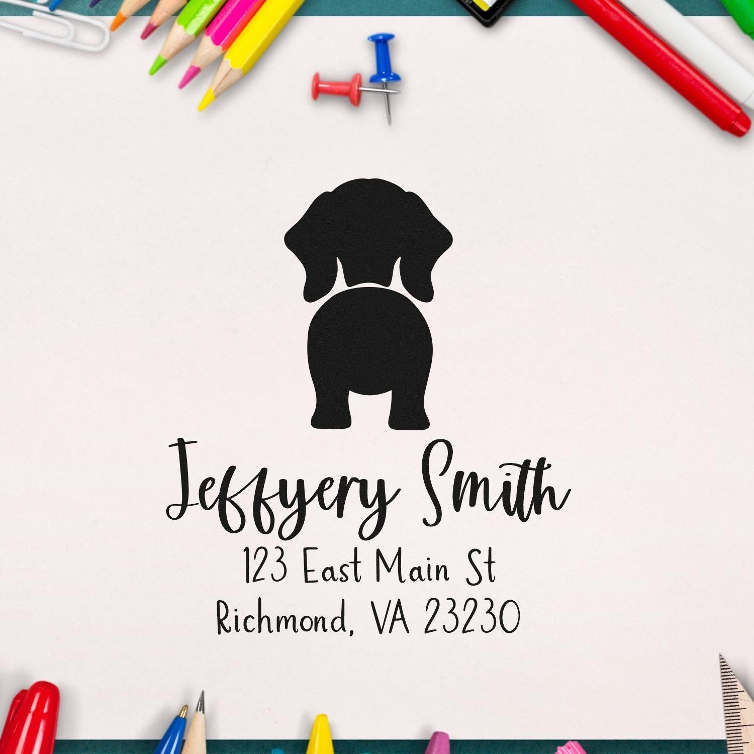 Self-Inking Dachshund Custom-Made Address Stamp