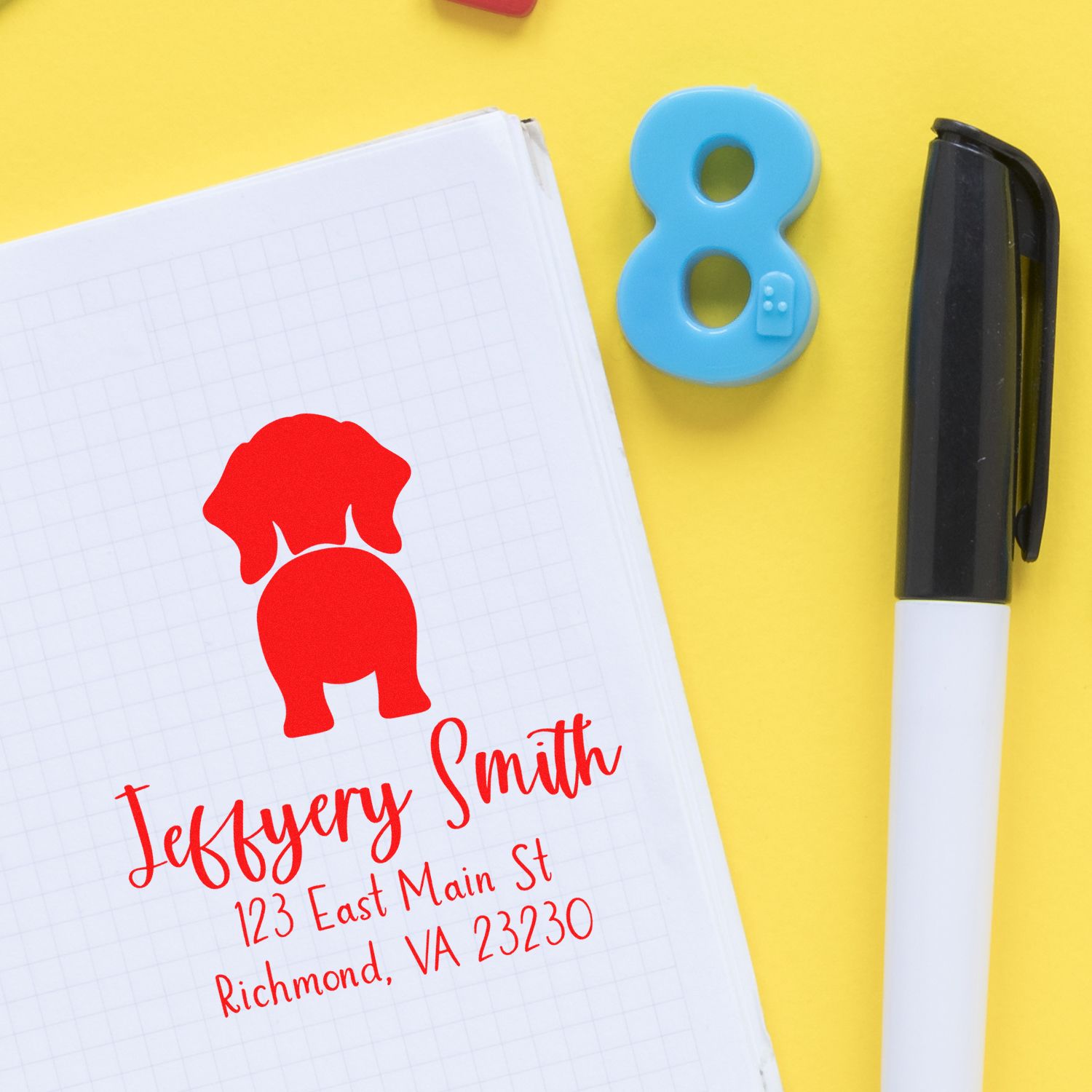 Self-Inking Dachshund Custom-Made Address Stamp