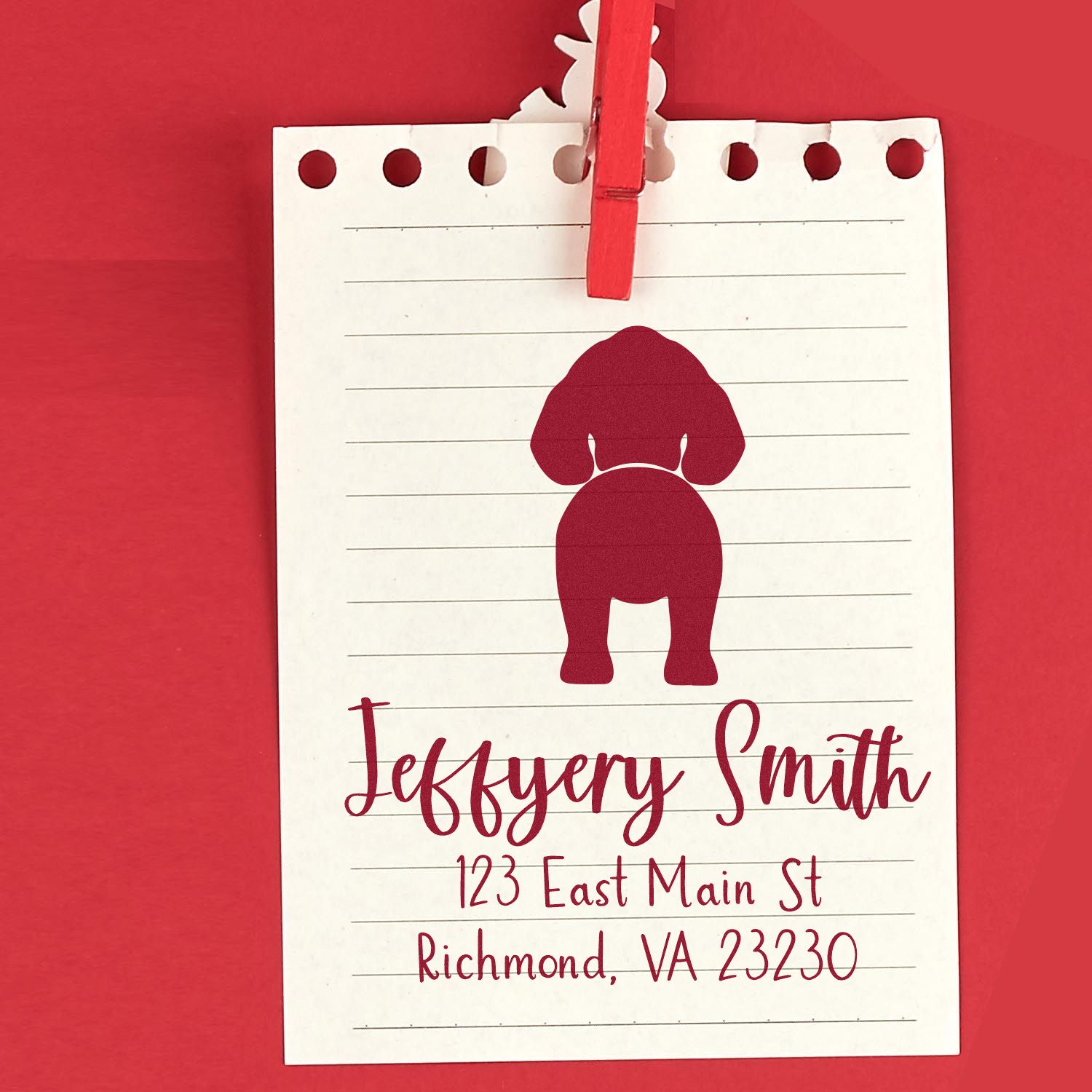 Wood Handle English Springer Spaniel Custom Made Return Address Rubber Stamp