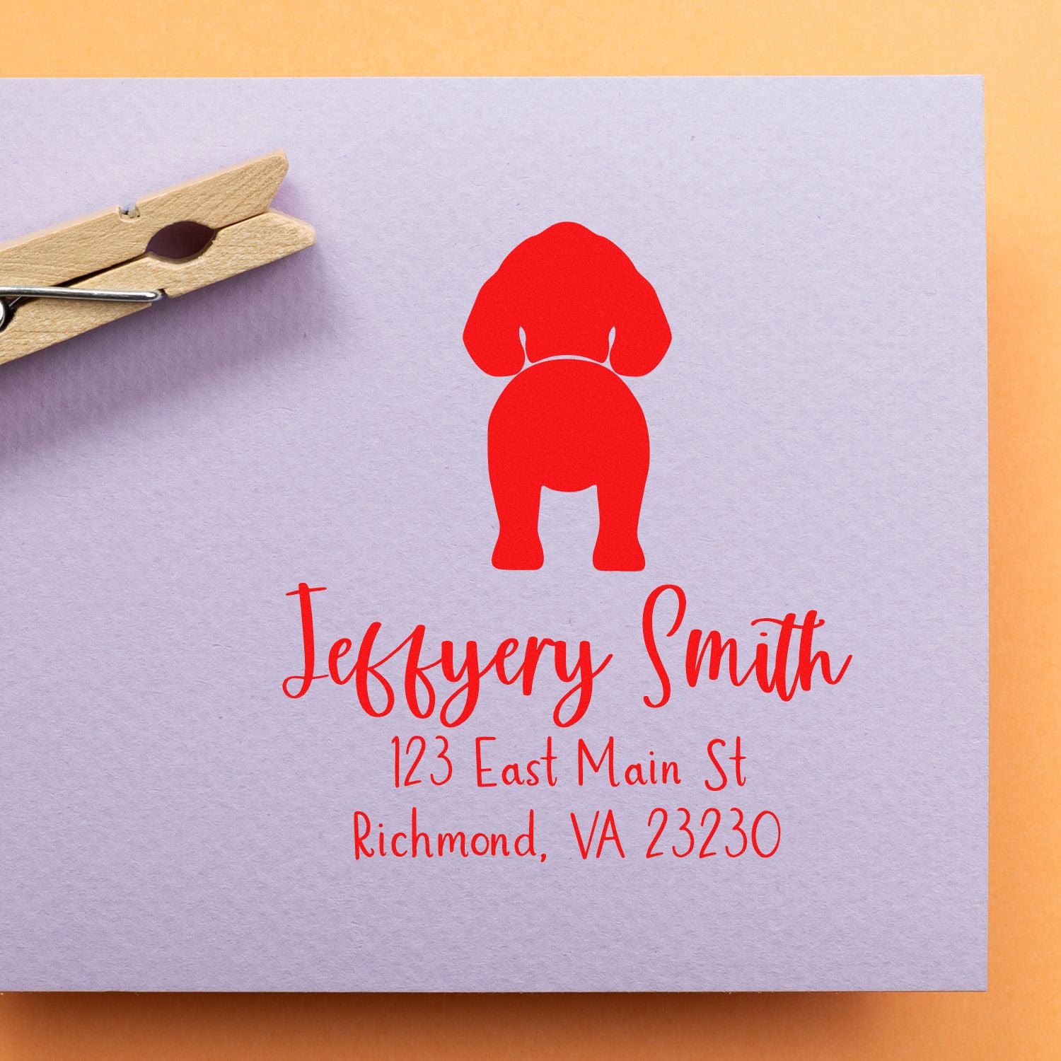 Wood Handle English Springer Spaniel Custom Made Return Address Rubber Stamp