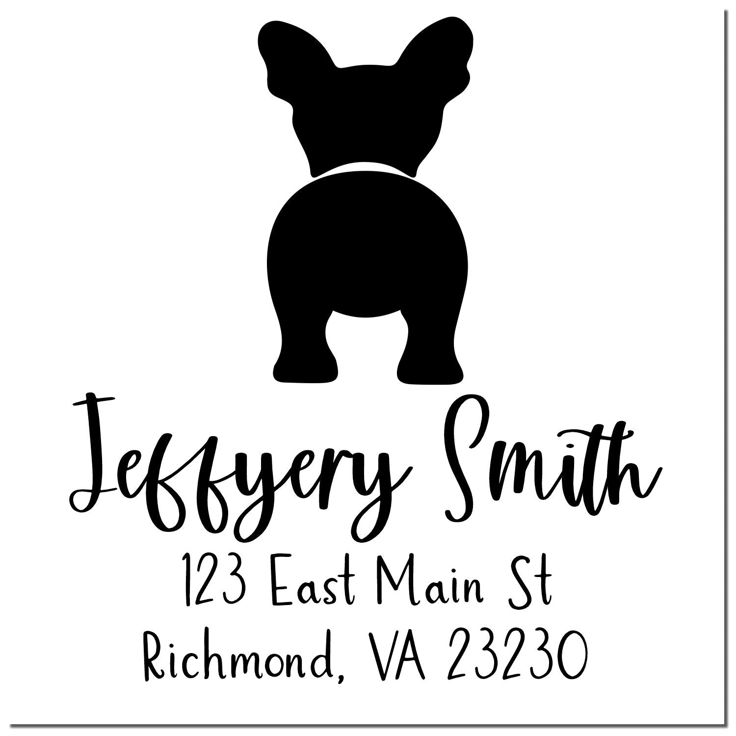 Wood Handle French Bulldog Custom Made Return Address Stamp