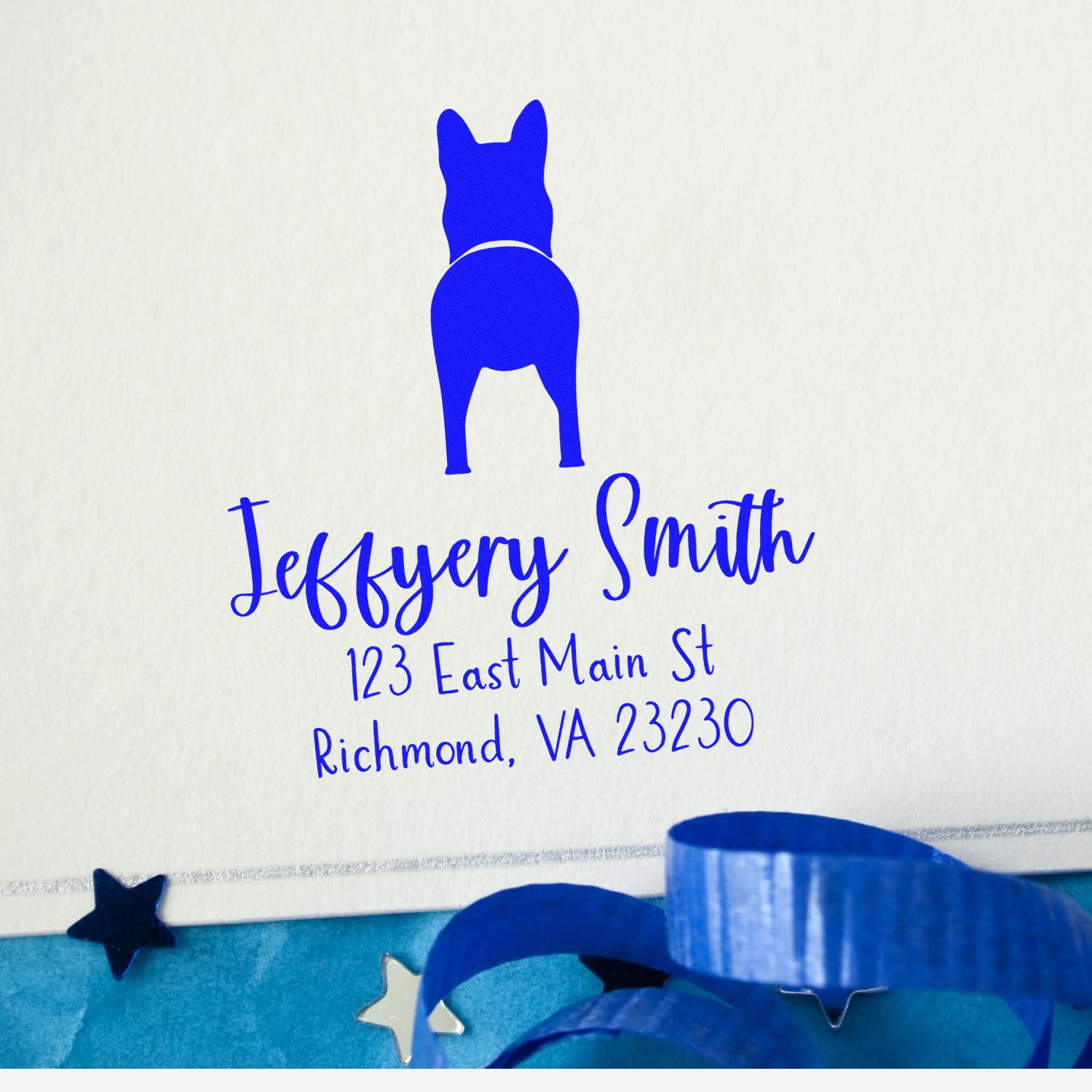 Wood Handle German Shepherd Custom Made Return Address Stamp