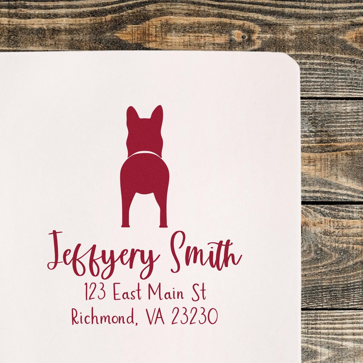 Wood Handle German Shepherd Custom Made Return Address Stamp