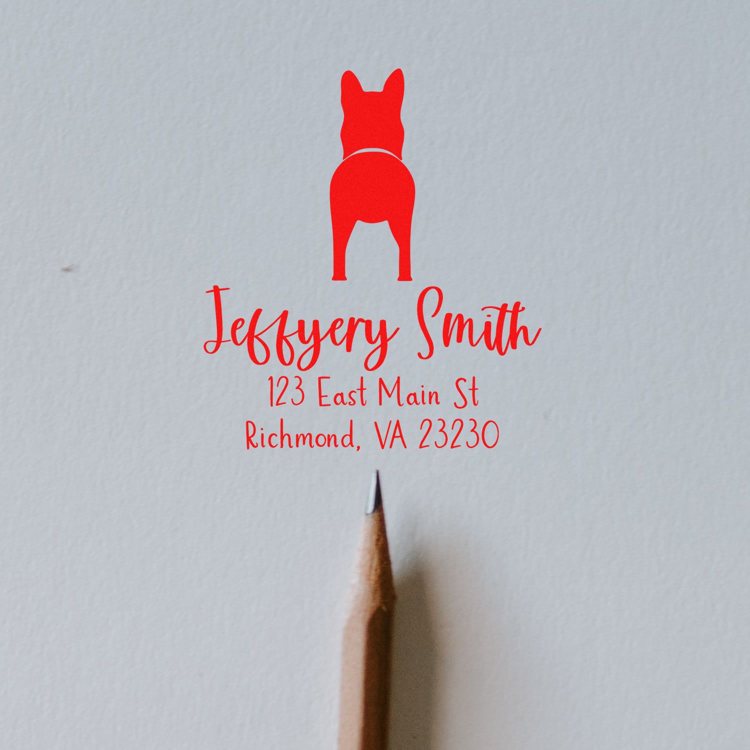 Wood Handle German Shepherd Custom Made Return Address Stamp