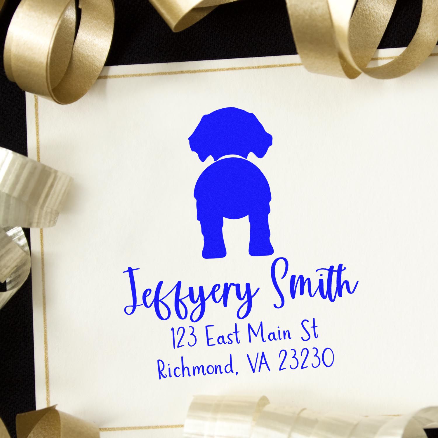 Self-Inking Golden Retriever Custom-Made Custom Return Address Rubber Stamp