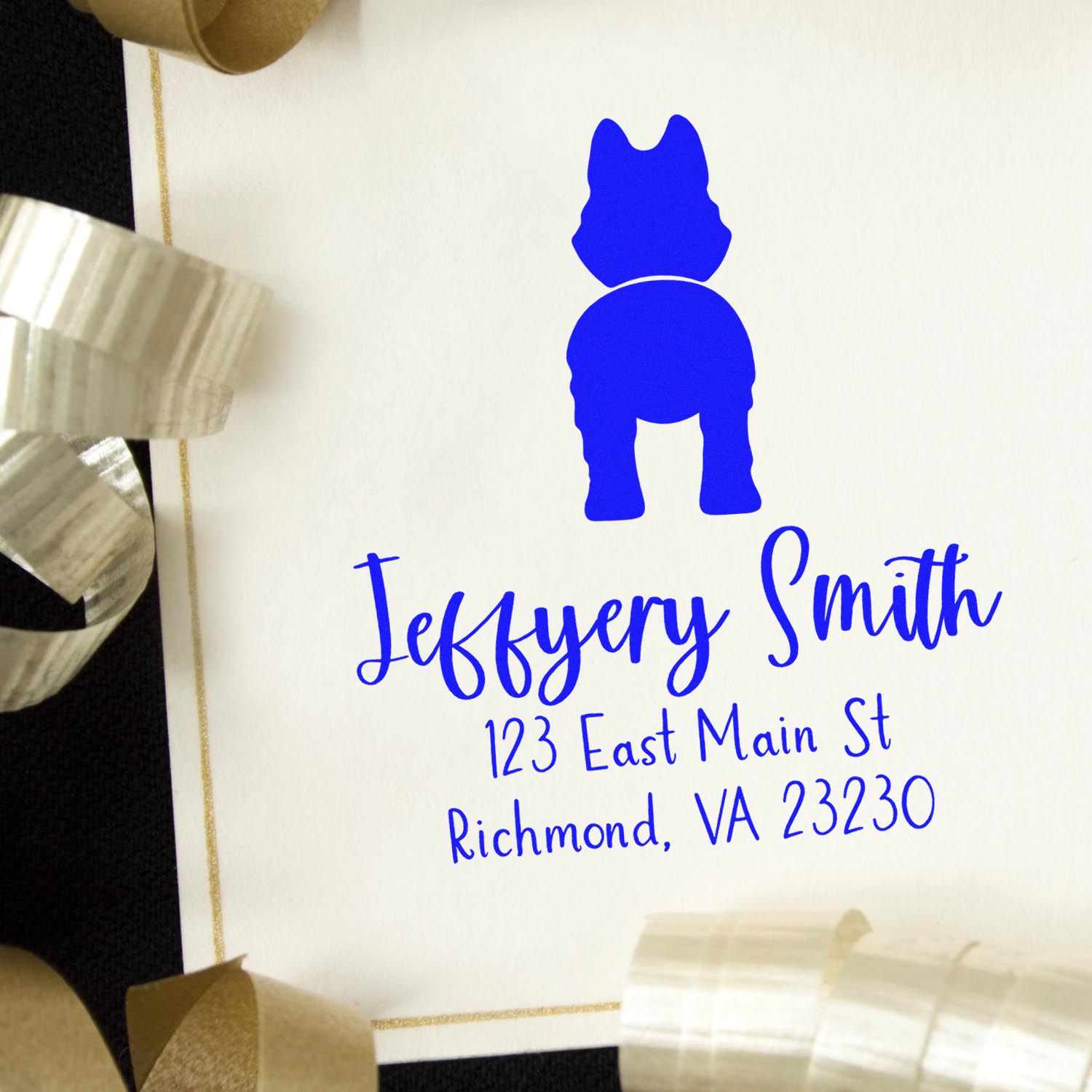 Self-Inking Husky Custom-Made Dog Design Address Stamp for Envelopes