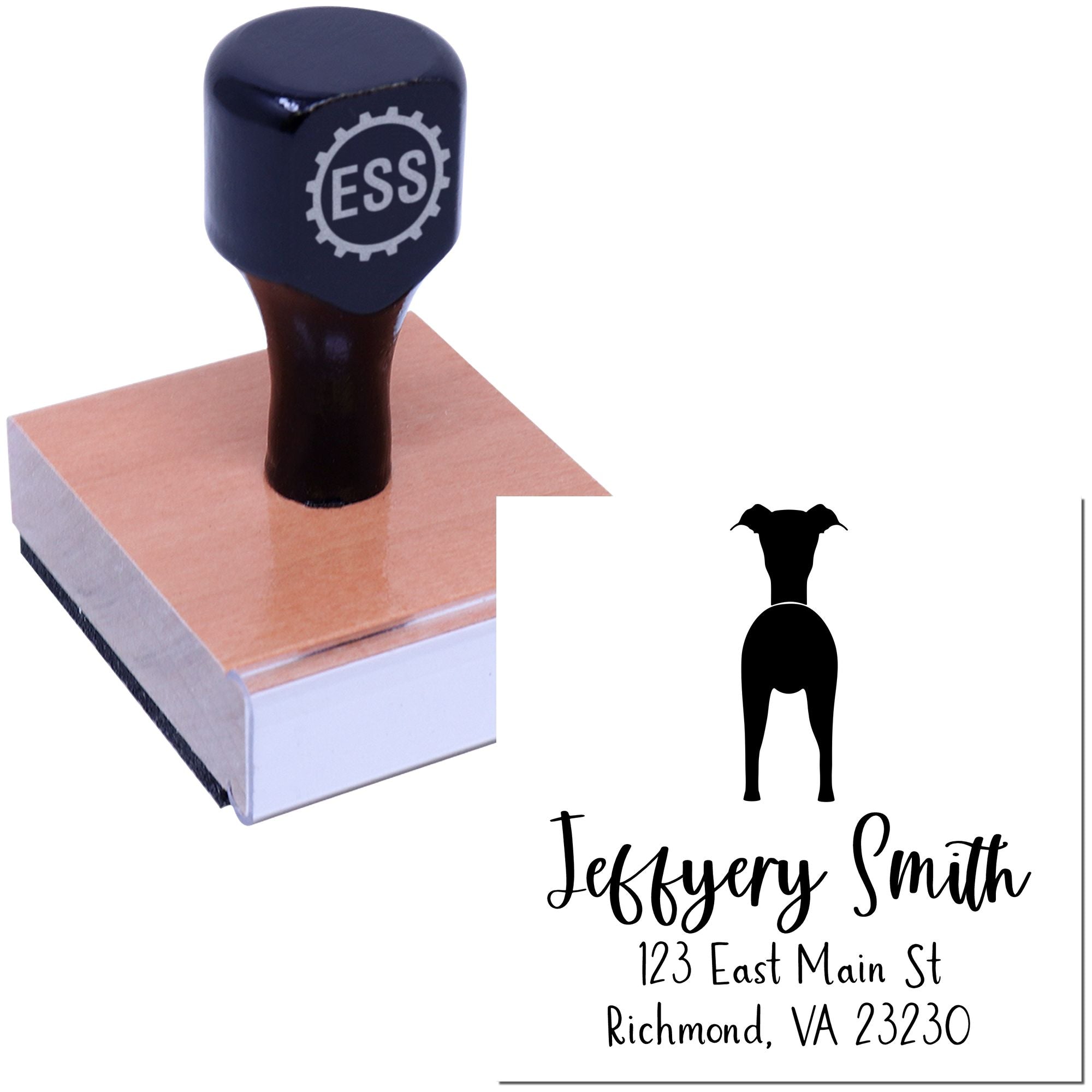 Wood Handle Italian Greyhound Custom Mail Address Rubber Stamp