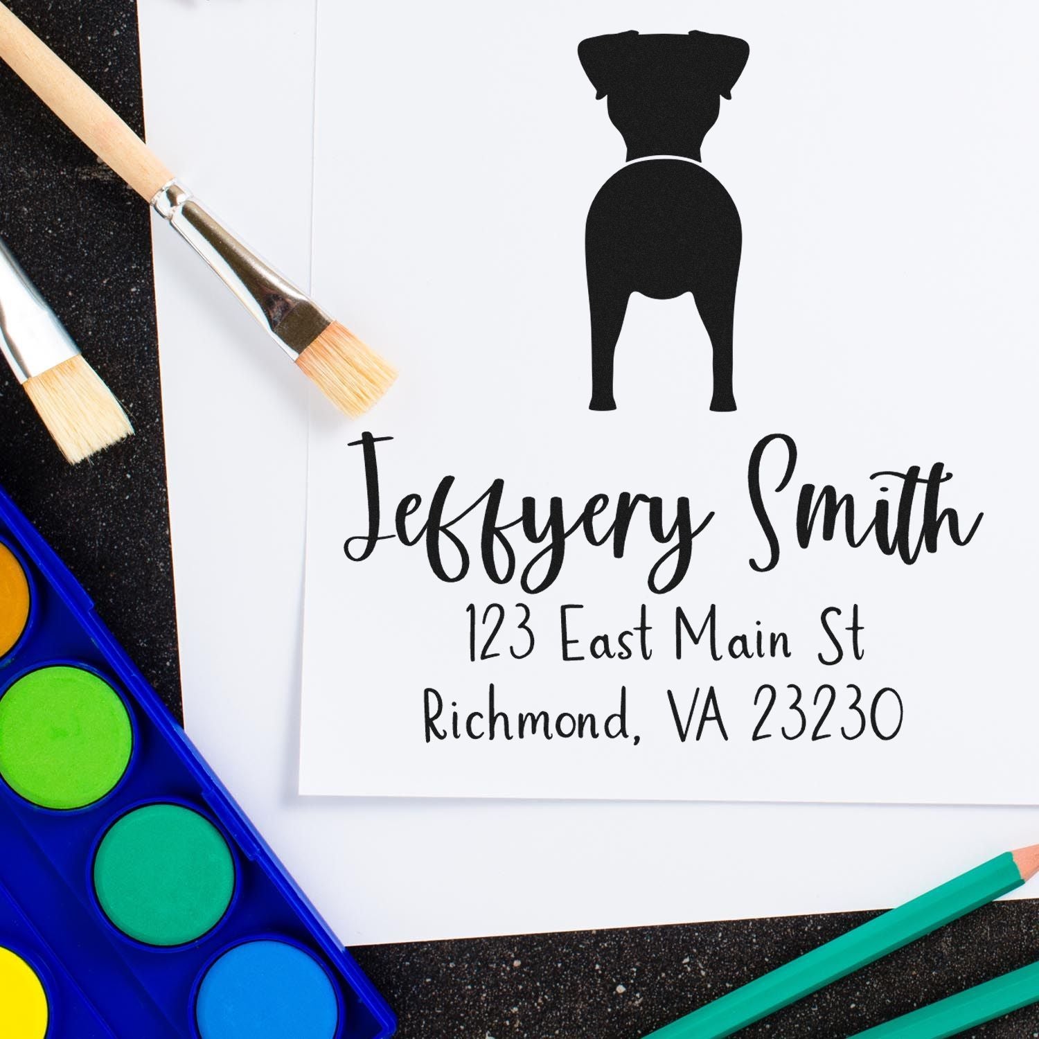 Wood Handle Jack Russell Terrier Custom Mail Address Stamp