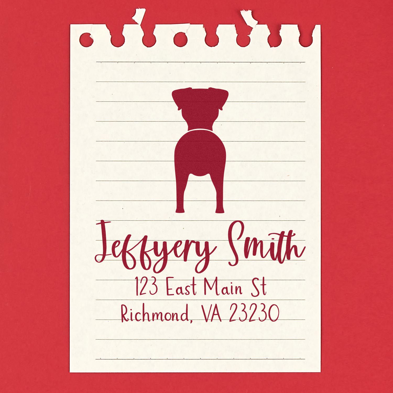 Wood Handle Jack Russell Terrier Custom Mail Address Stamp