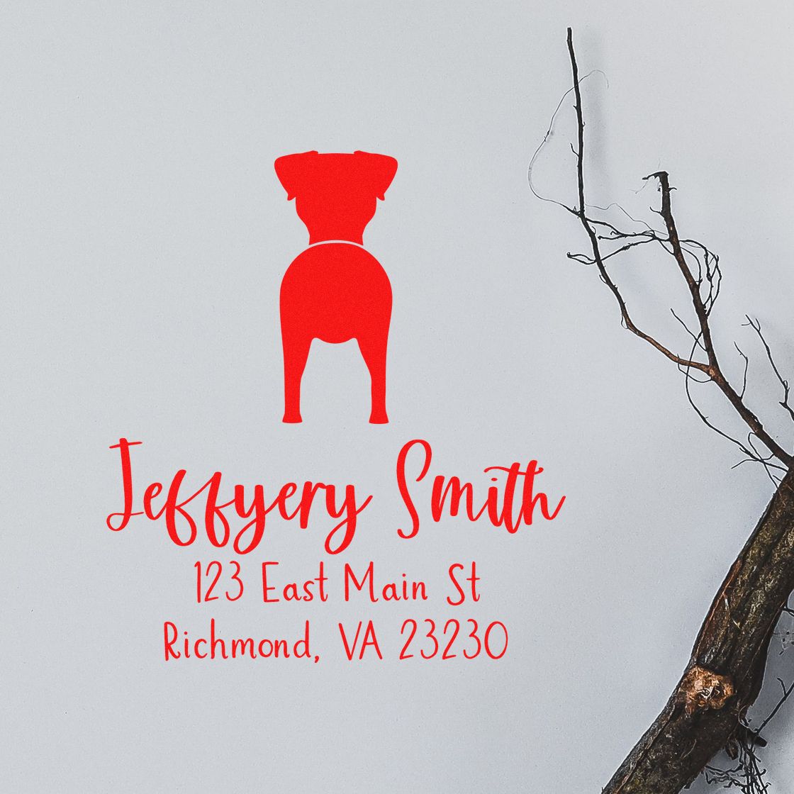 Wood Handle Jack Russell Terrier Custom Mail Address Stamp