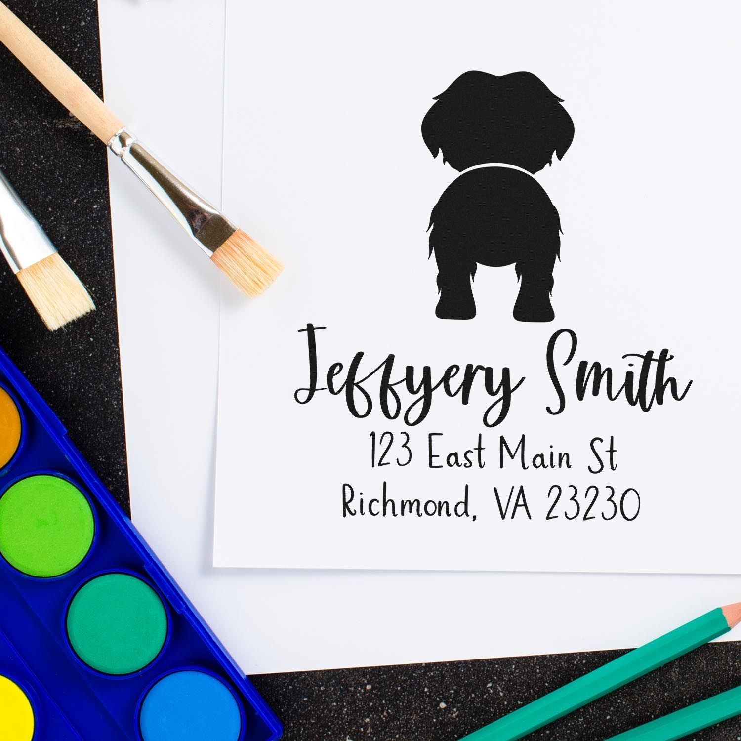 Self-Inking Maltese Custom-Made Dog Return Address Rubber Stamp