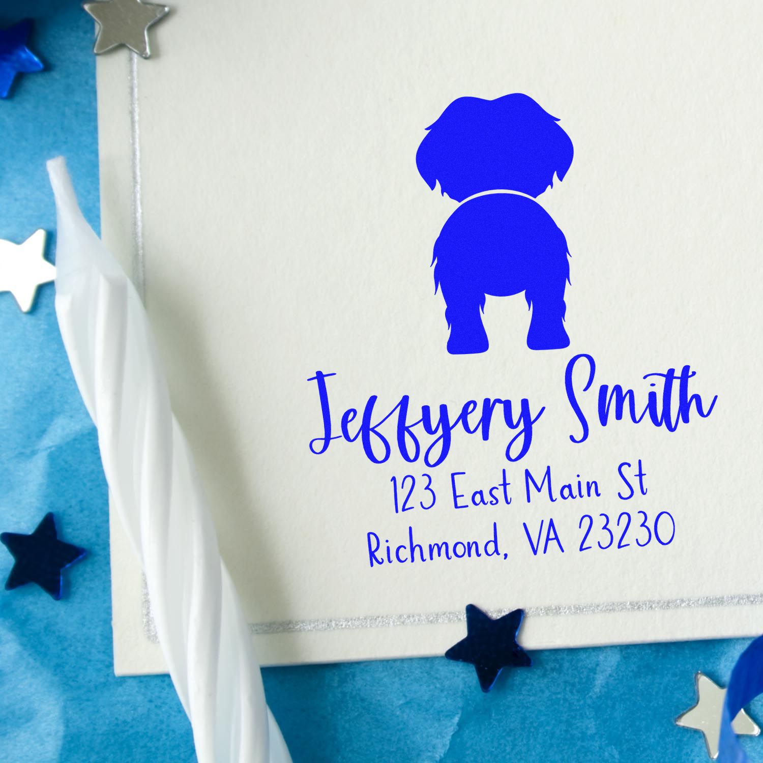 Self-Inking Maltese Custom-Made Dog Return Address Rubber Stamp