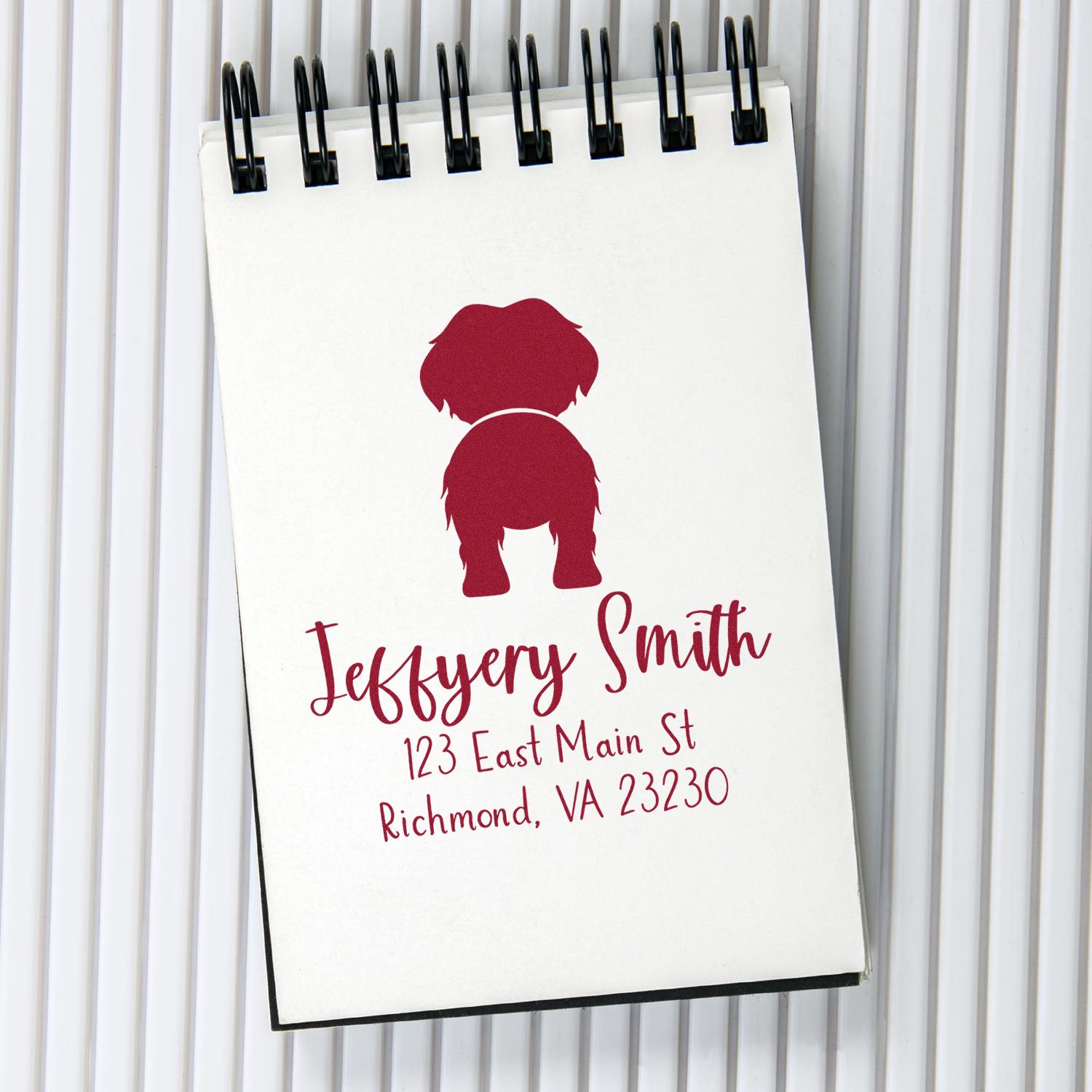 Wood Handle Maltese Custom Mail Label Stamp