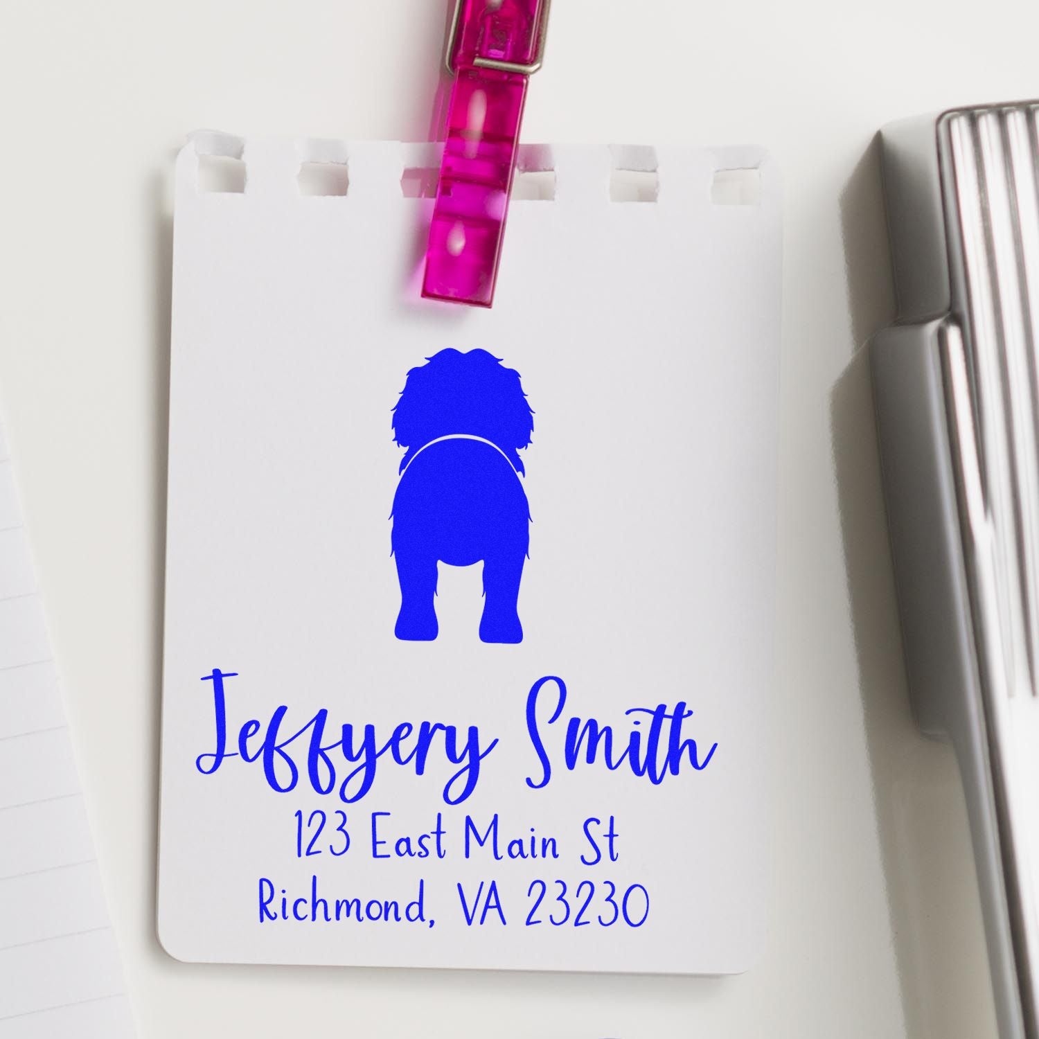 PSI Pre-Inked Portuguese Water Dog Made-to-Order Pet Address Stamp for Envelopes - Engineer Seal Stamps