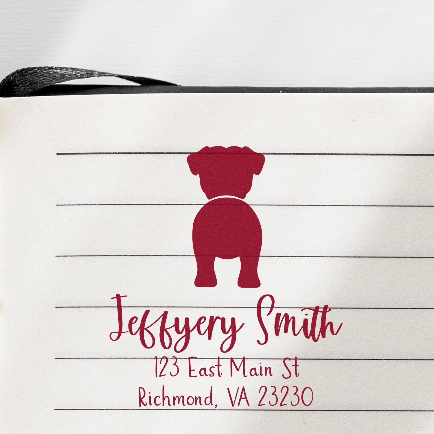 Wood Handle Pug Custom Mail Stamp for Envelopes