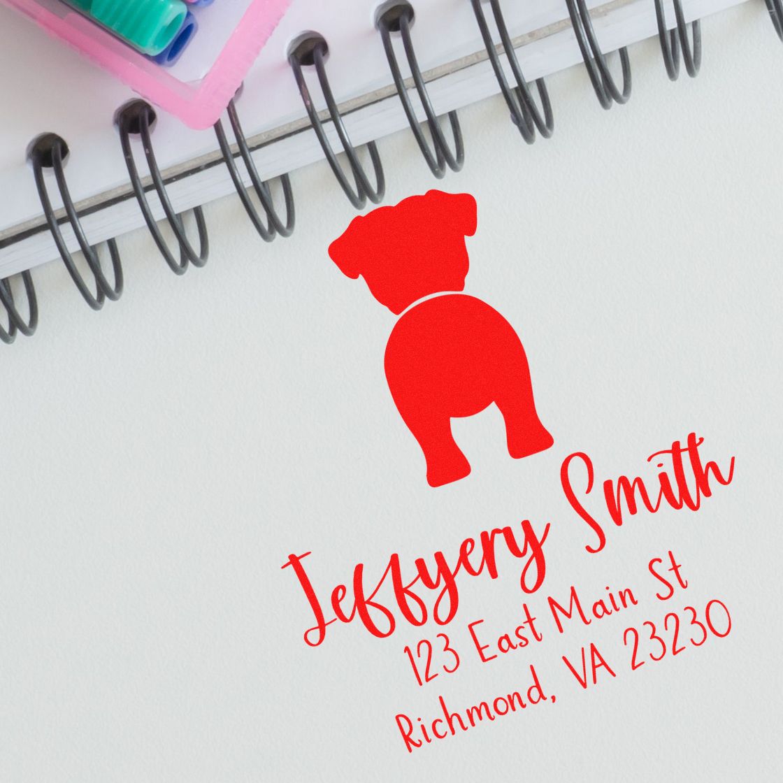 PSI Pre-Inked Pug Made-to-Order Pet Address Stamper - Engineer Seal Stamps