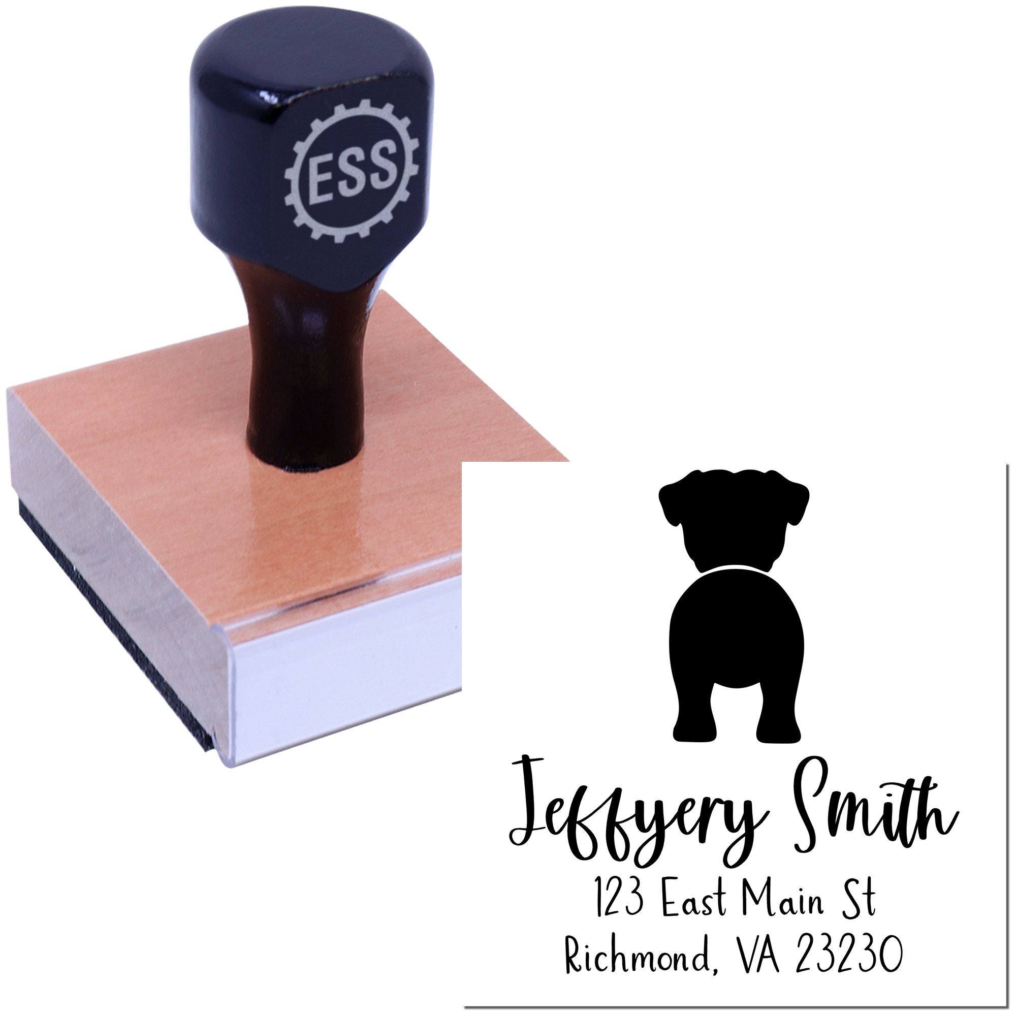 Wood Handle Pug Custom Mail Stamp for Envelopes