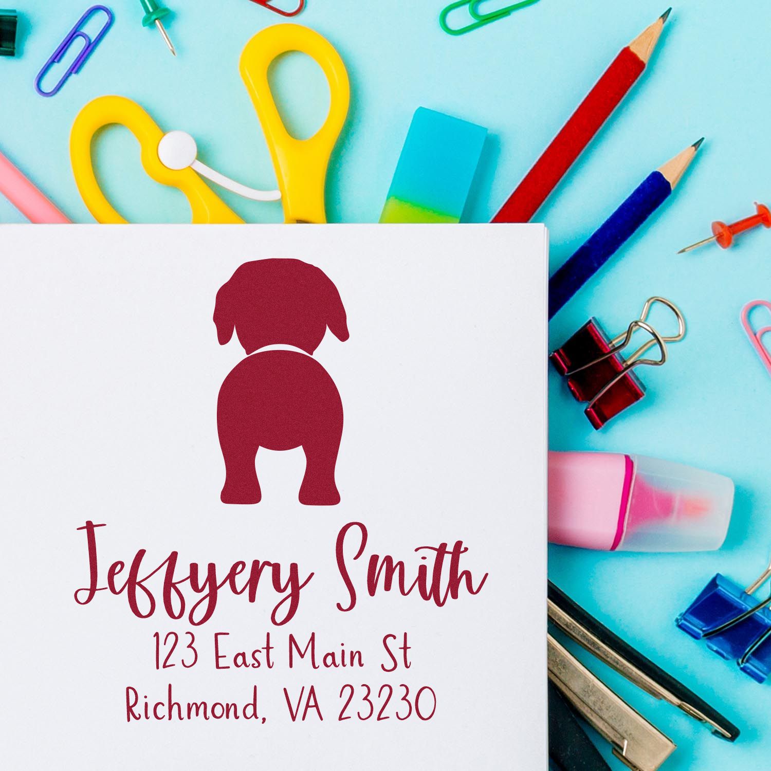 Wood Handle Rottweiler Custom Mailing Address Rubber Stamp