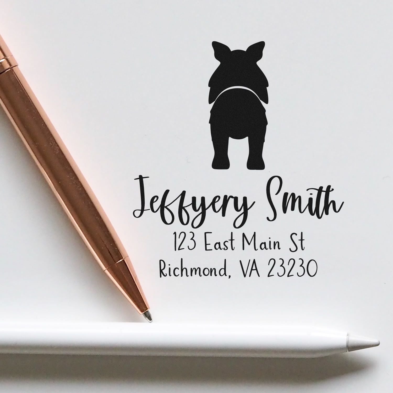 Wood Handle Shetland Sheepdog Custom Mailing Address Stamp