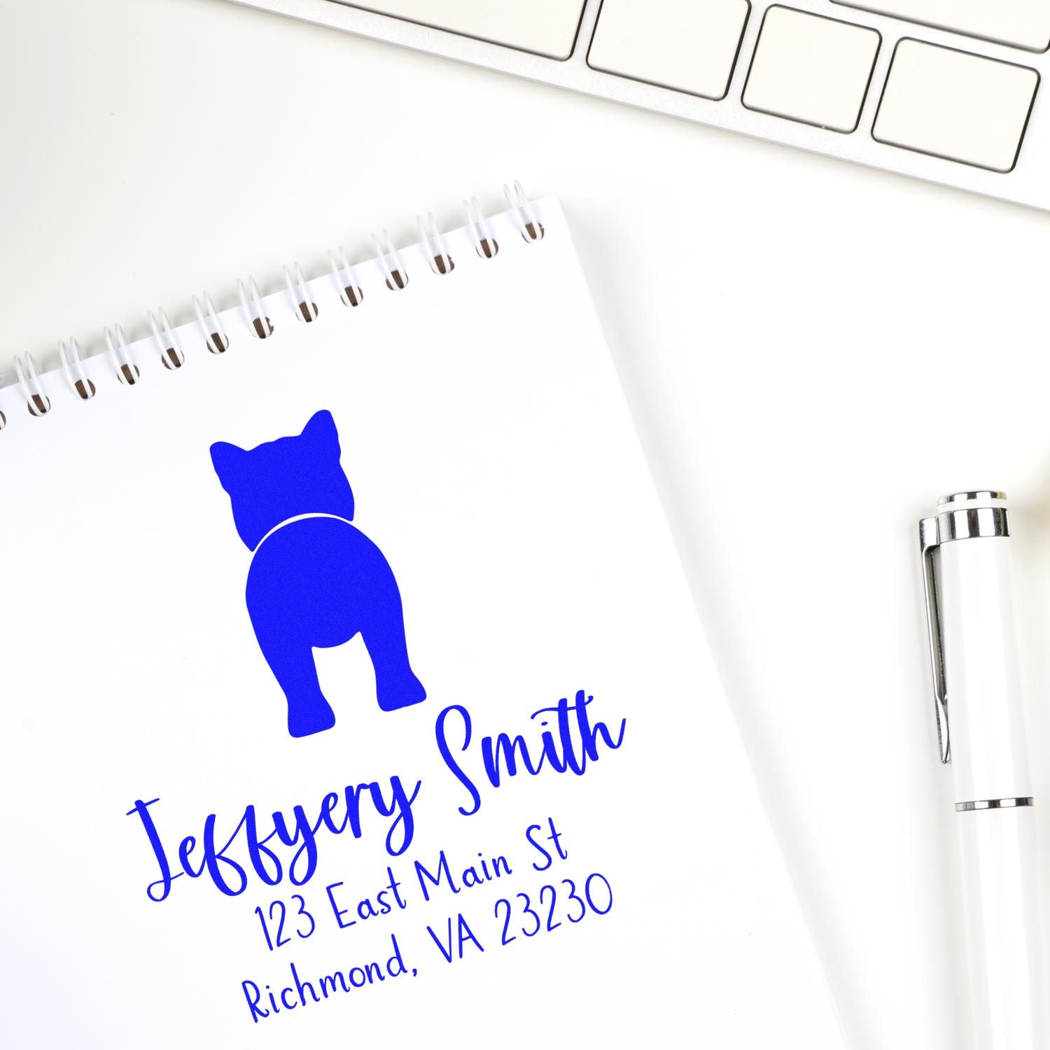 Wood Handle Shiba Inu Custom Mailing Address Stamp