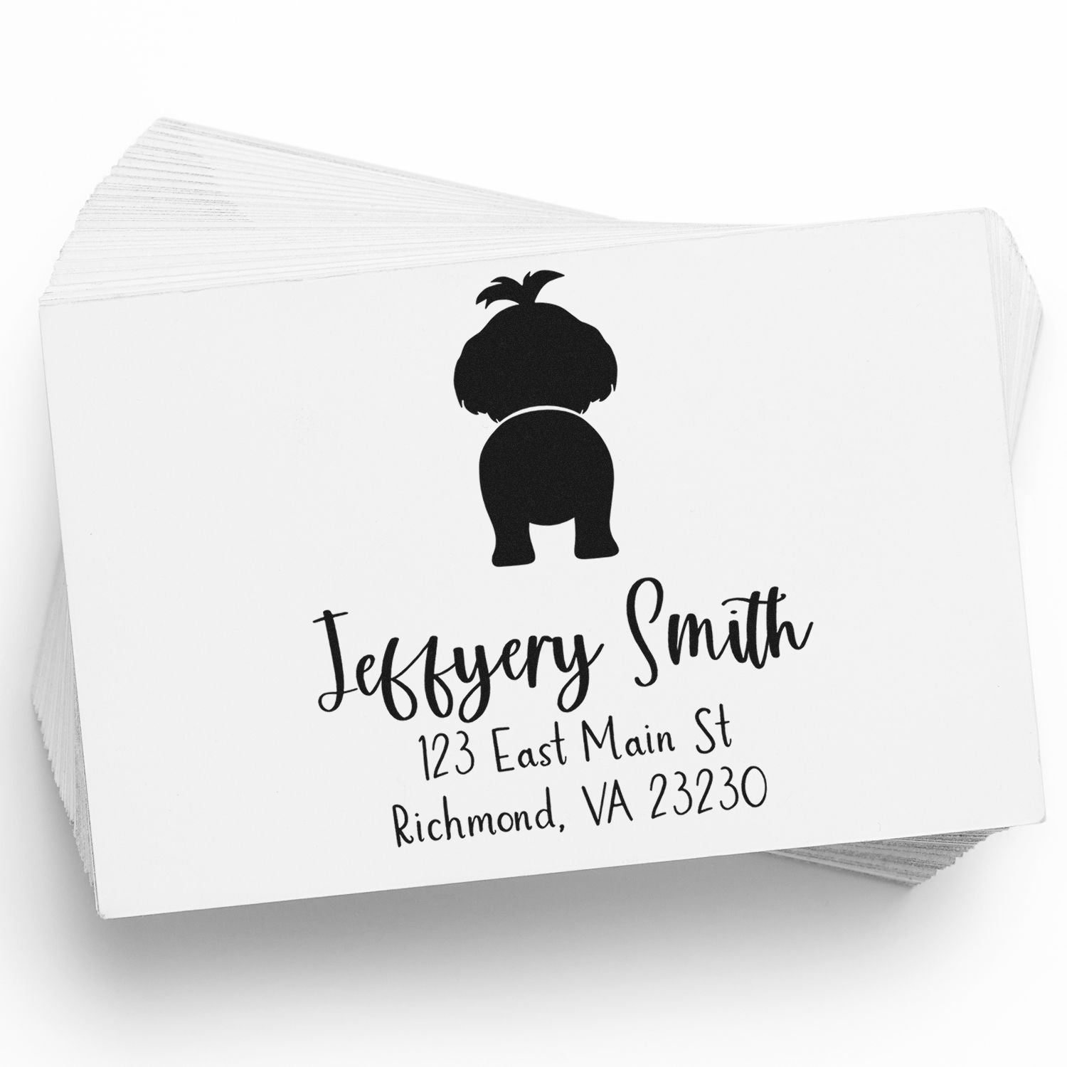 Wood Handle Shih Tzu Custom Mailing Address Stamp for Envelopes