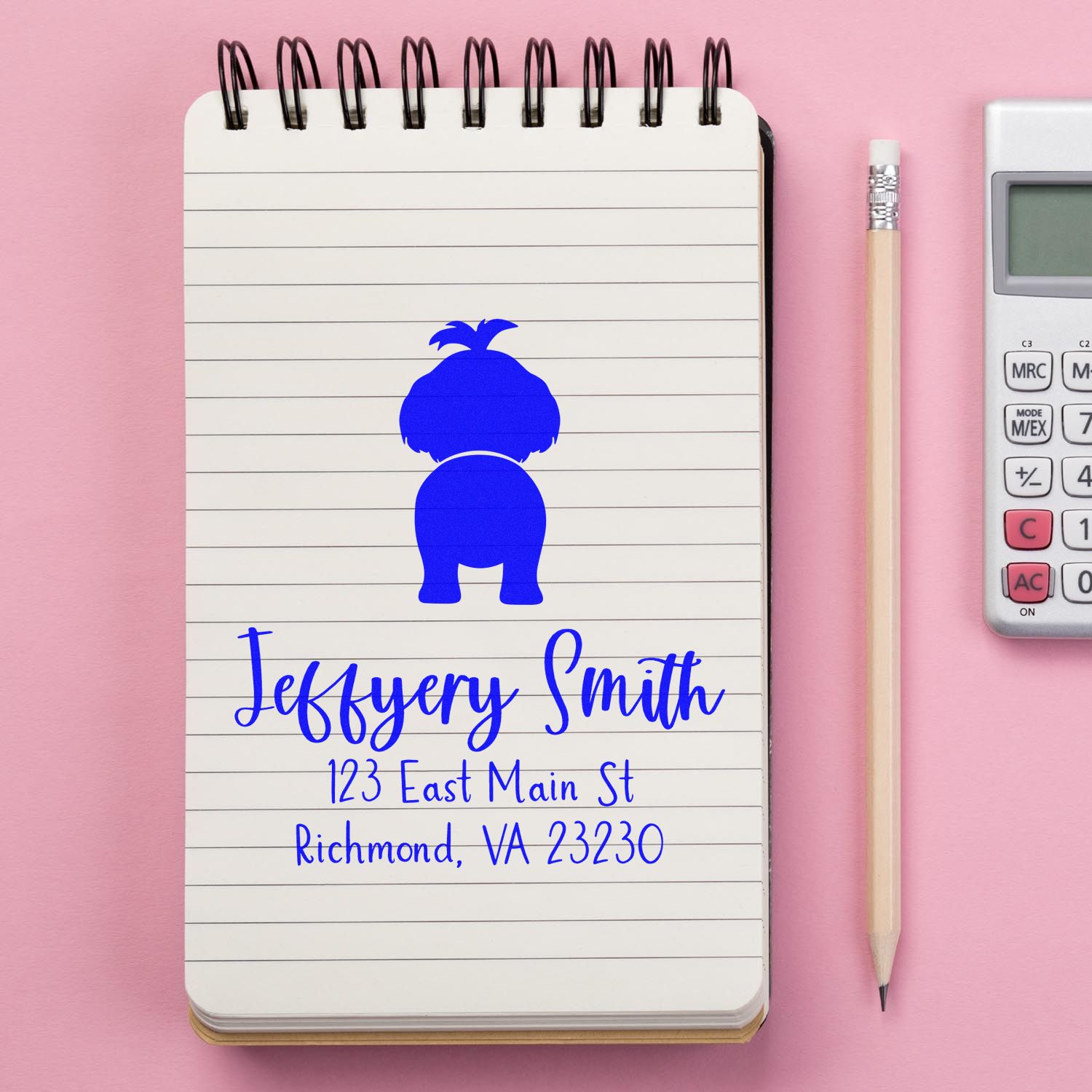 Wood Handle Shih Tzu Custom Mailing Address Stamp for Envelopes