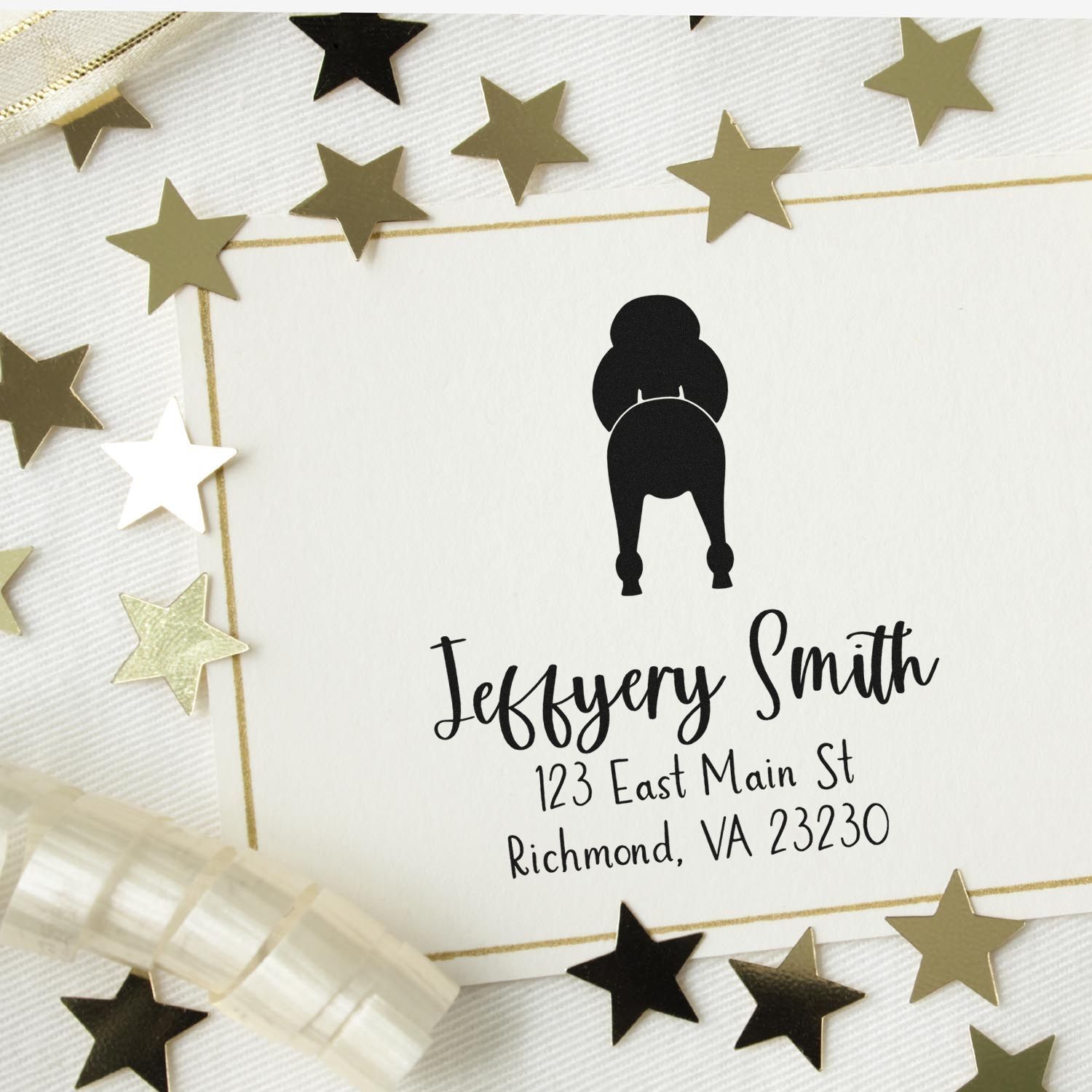 Wood Handle Standard Poodle Custom Mailing Address Stamp for Envelopes