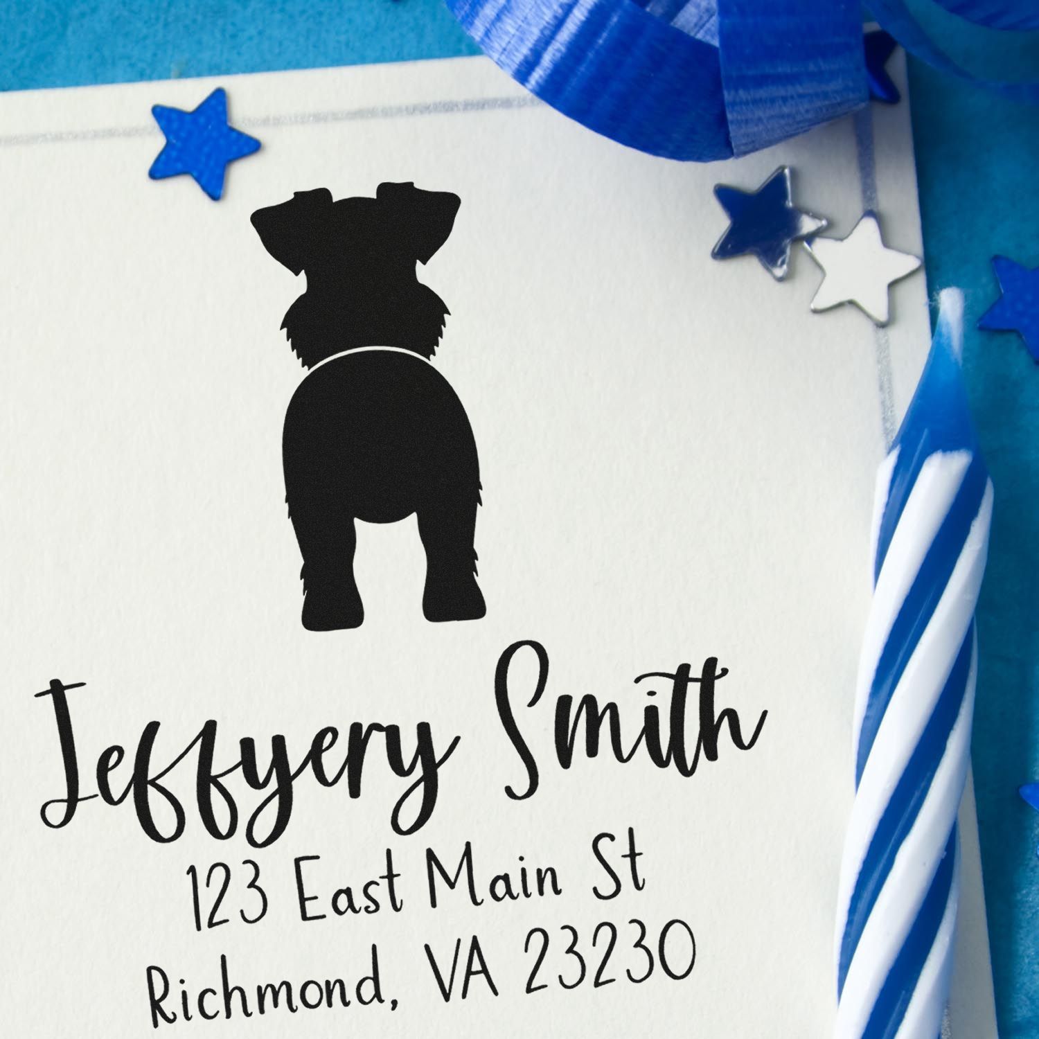 Wood Handle Standard Schnauzer Custom Mailing Address Stamper