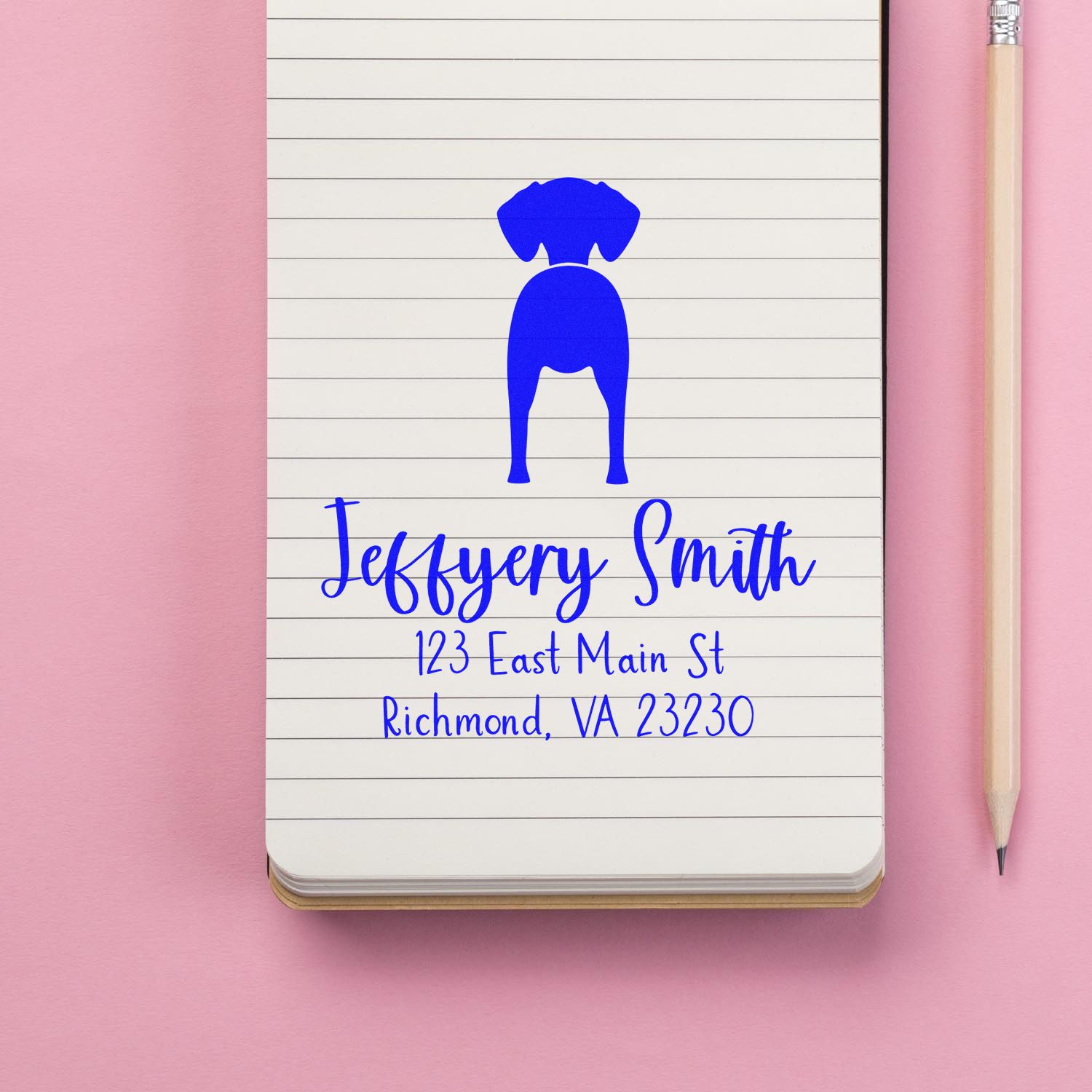 Wood Handle Vizsla Custom Mailing Label Stamp