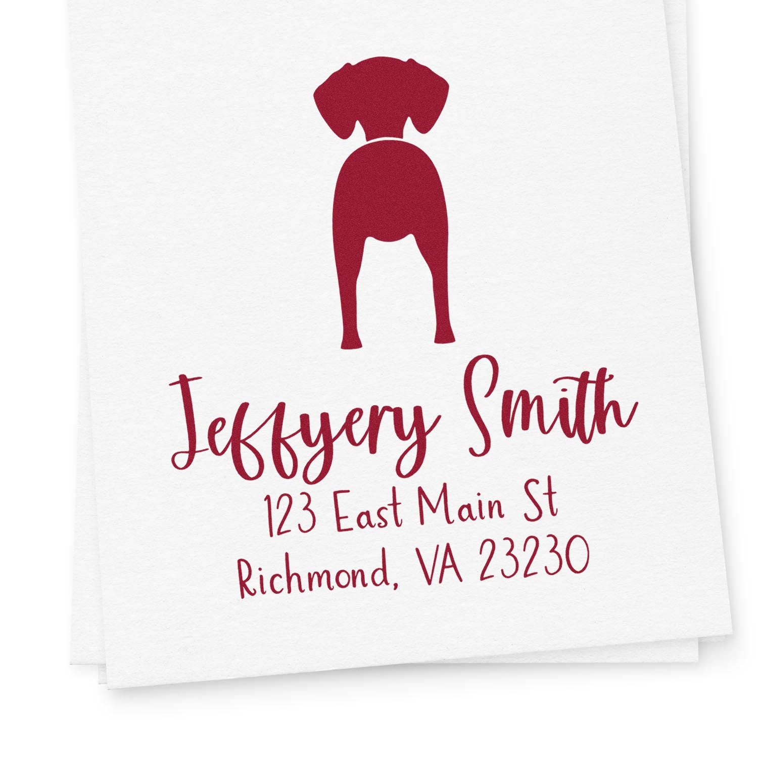 Wood Handle Vizsla Custom Mailing Label Stamp