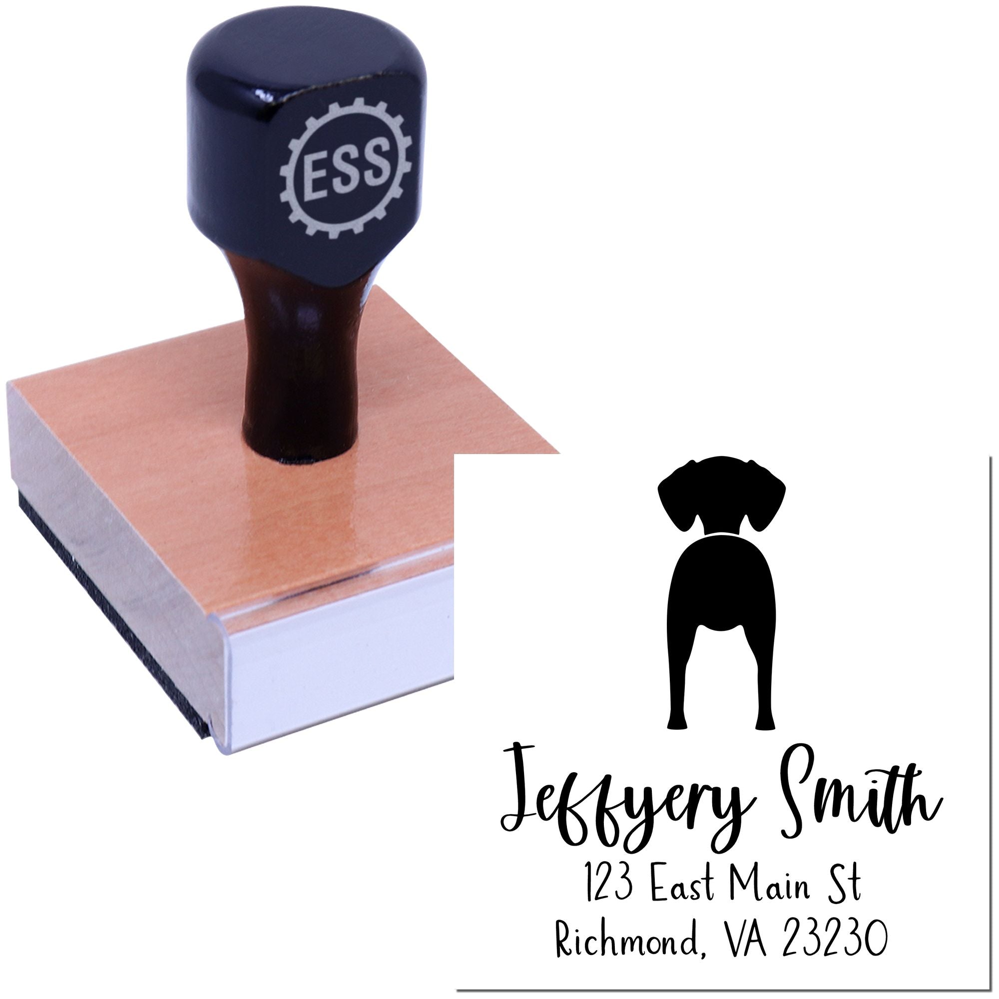 Wood Handle Vizsla Custom Mailing Label Stamp