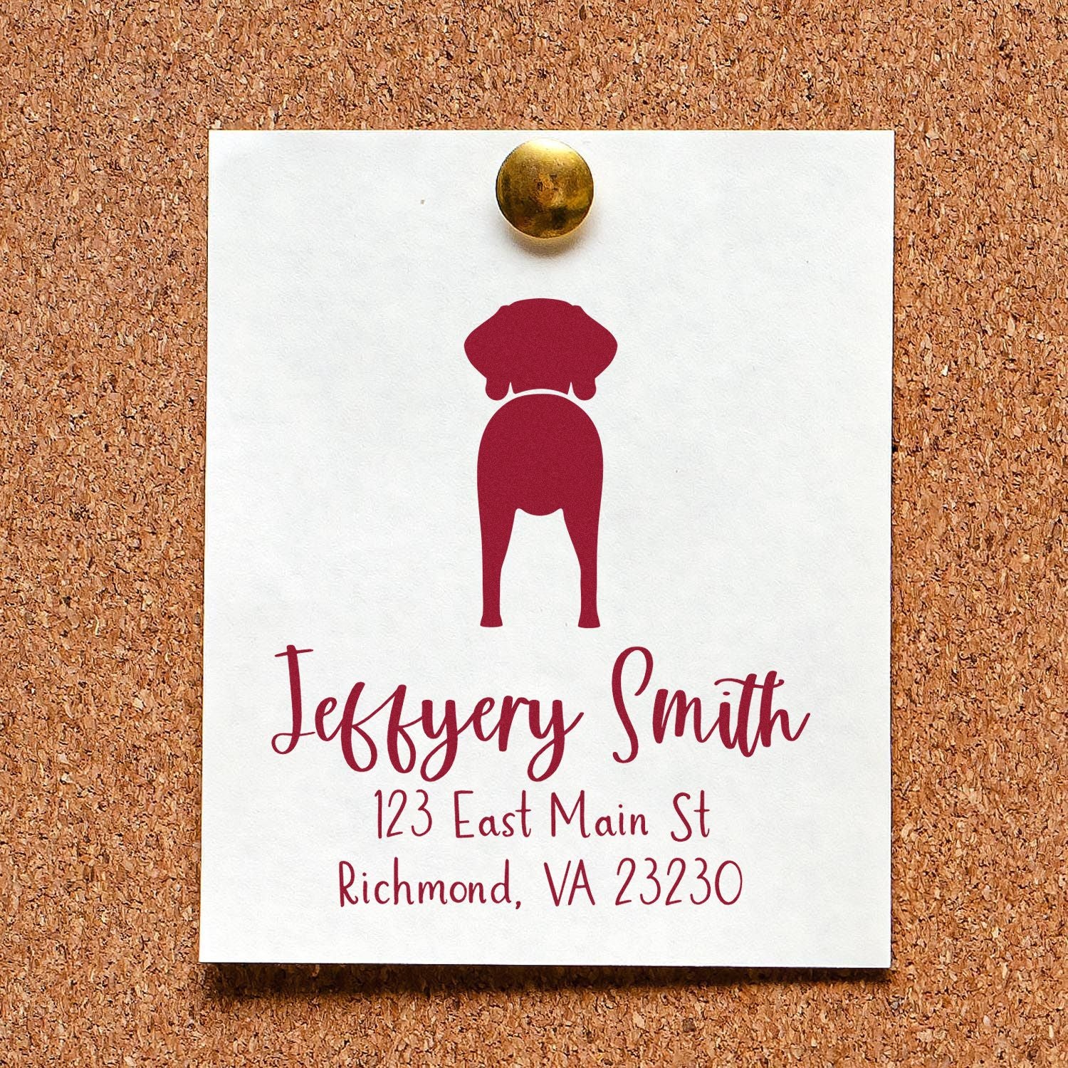 Wood Handle Weimaraner Custom Mailing Label Stamp for Envelopes