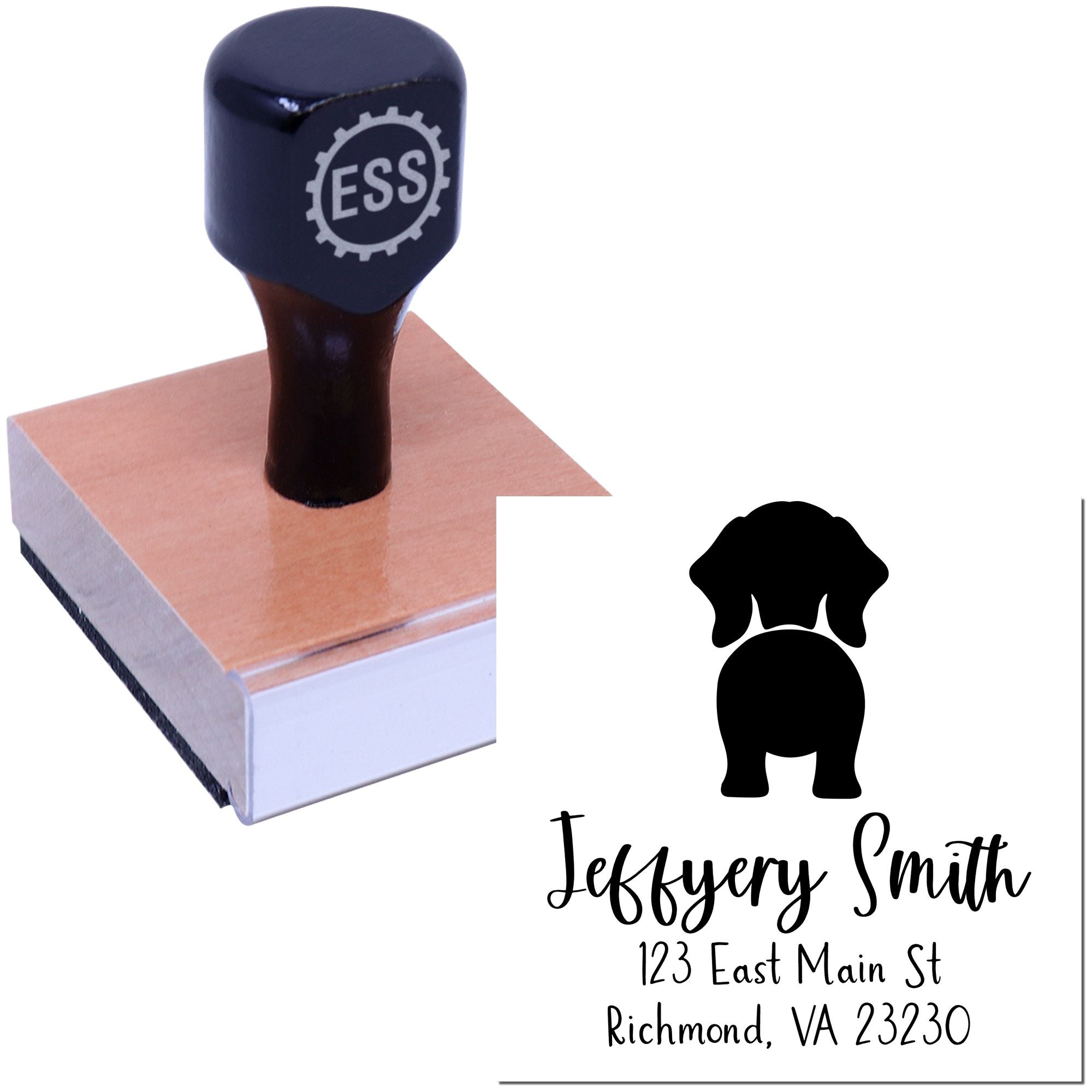 Wood Handle Wiener Custom Mailing Rubber Stamp