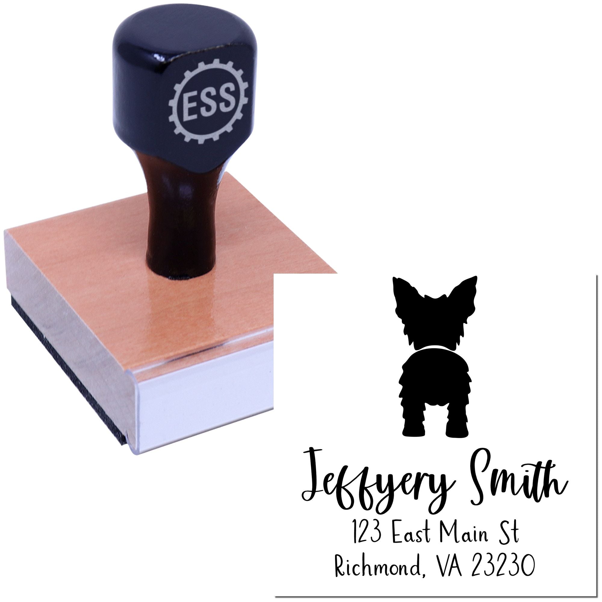 Wood Handle Yorkshire Terrier Custom Mailing Rubber Stamp