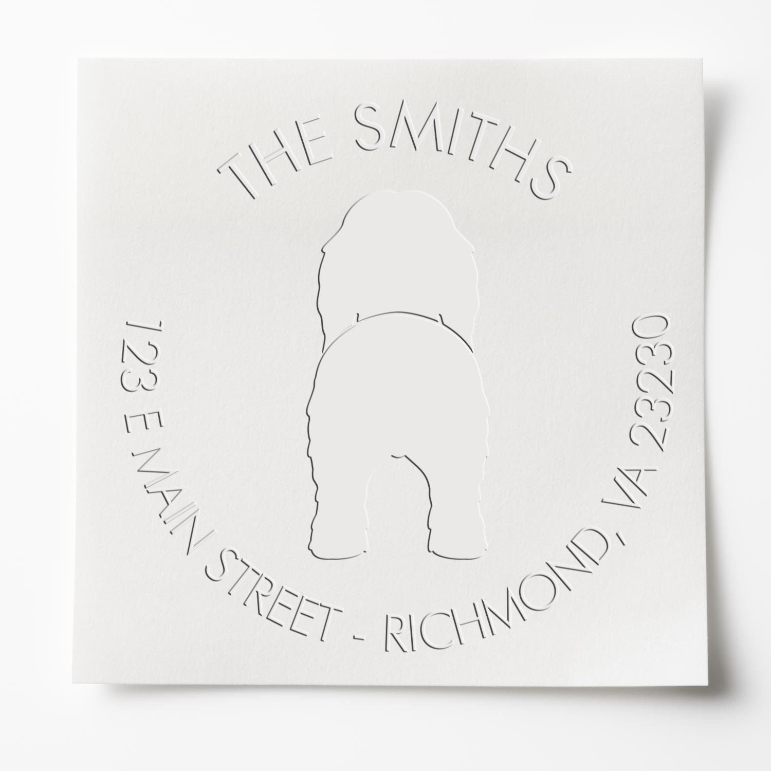 Soft Personalized Mailing Embossed Stamp with Bearded Collie Dog