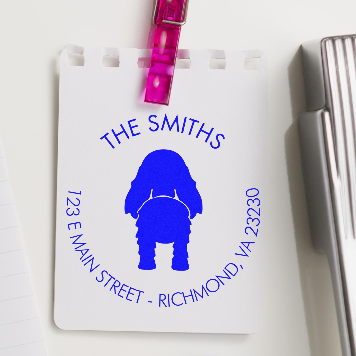 Slim Pre-Inked Cocker Spaniel Custom Dog Design Address Stamp