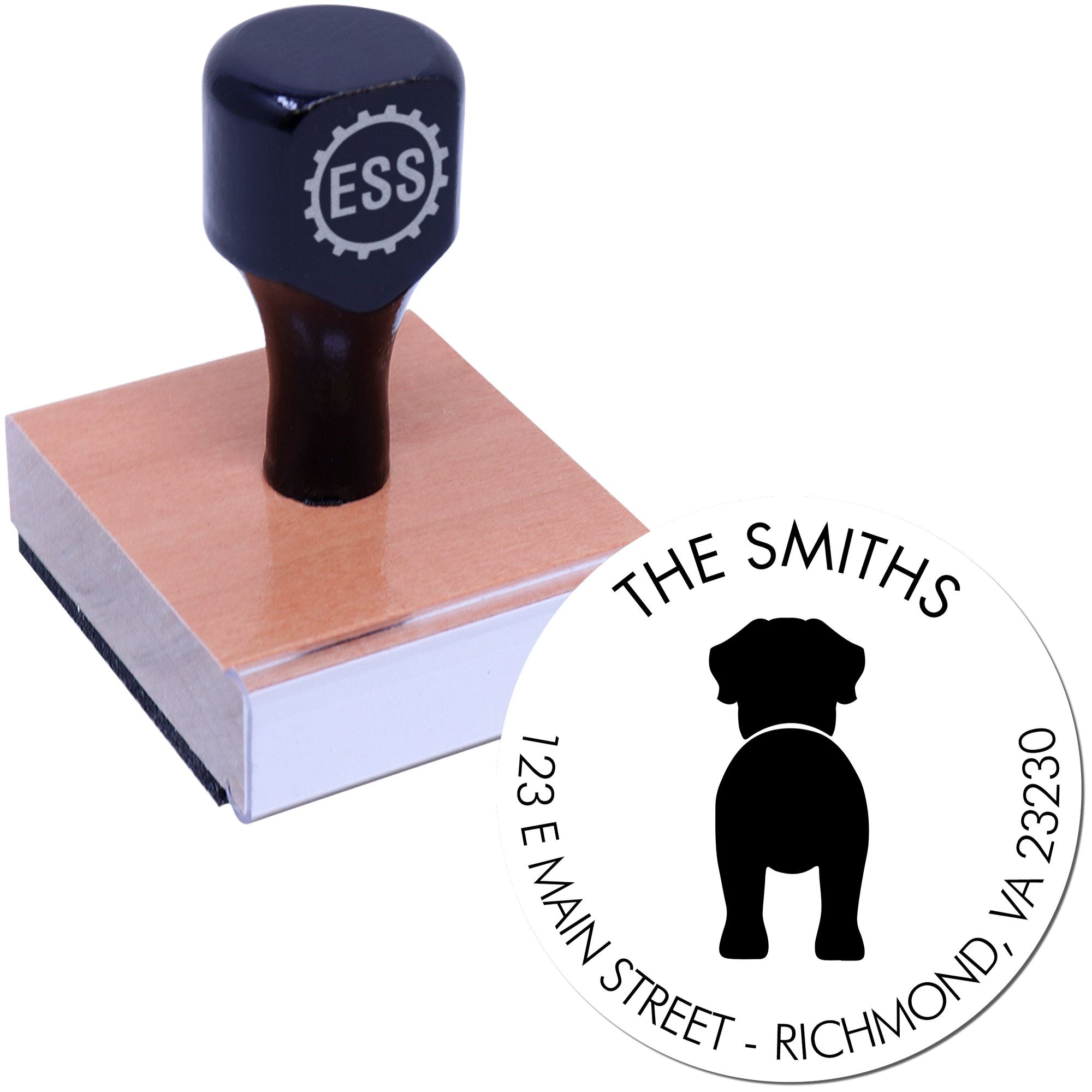 Wood Handle English Mastiff Custom Pet Address Stamper