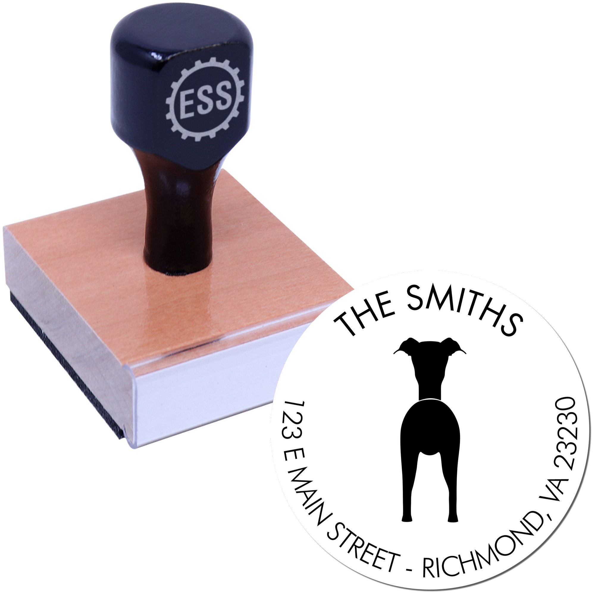 Wood Handle Italian Greyhound Custom Return Address Stamp for Envelopes