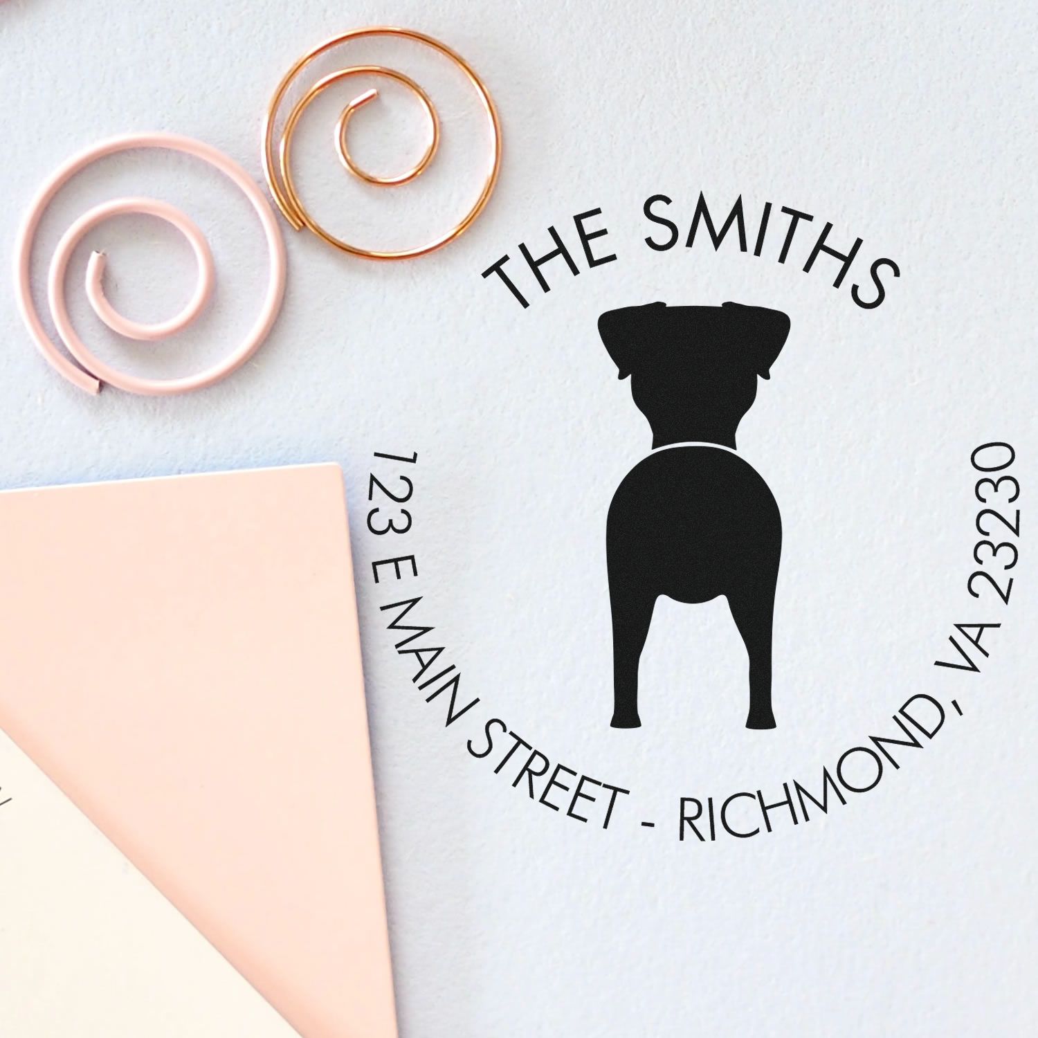 Slim Pre-Inked Jack Russell Terrier Customized Return Address Rubber Stamp