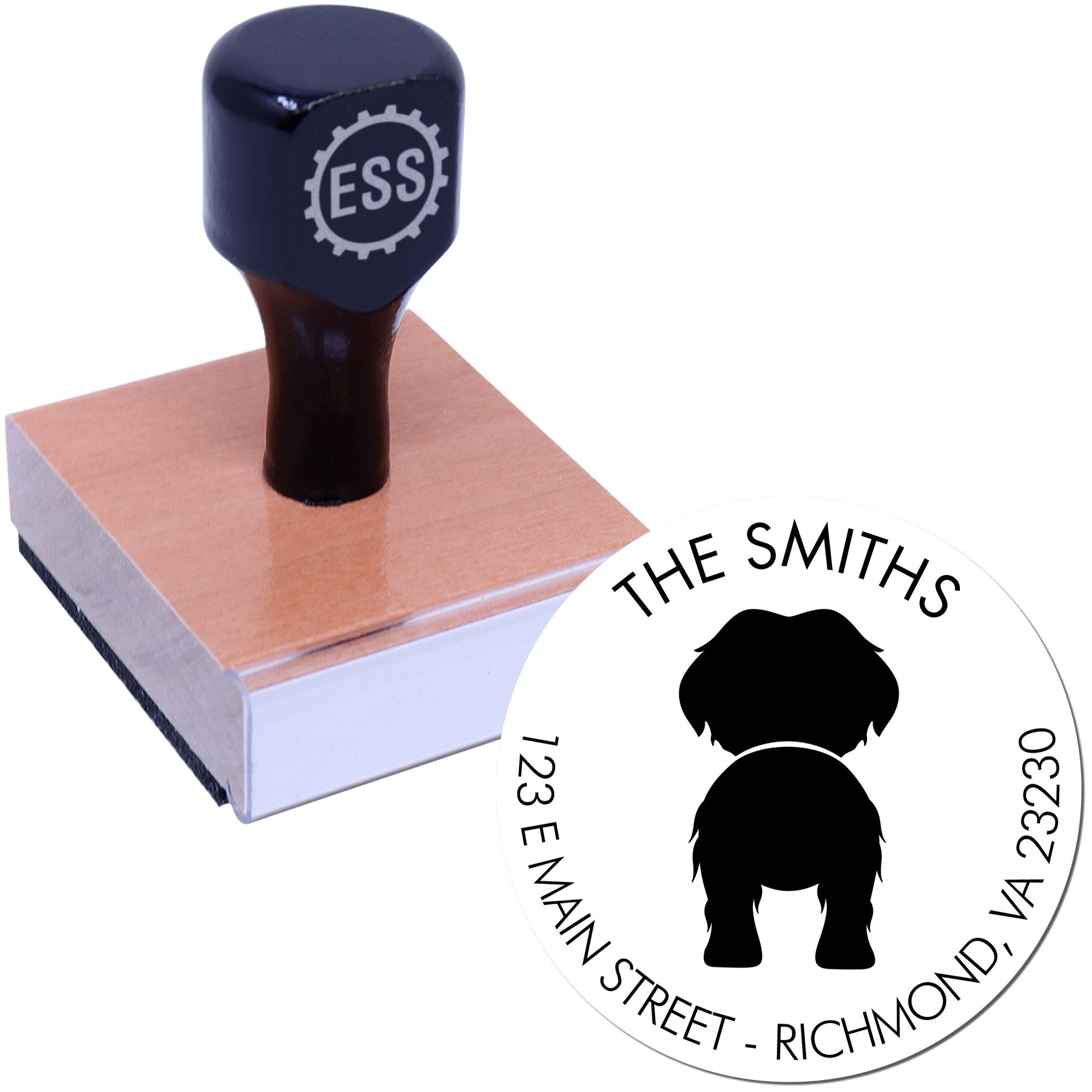 Wood Handle Maltese Custom Rubber Address Rubber Stamp