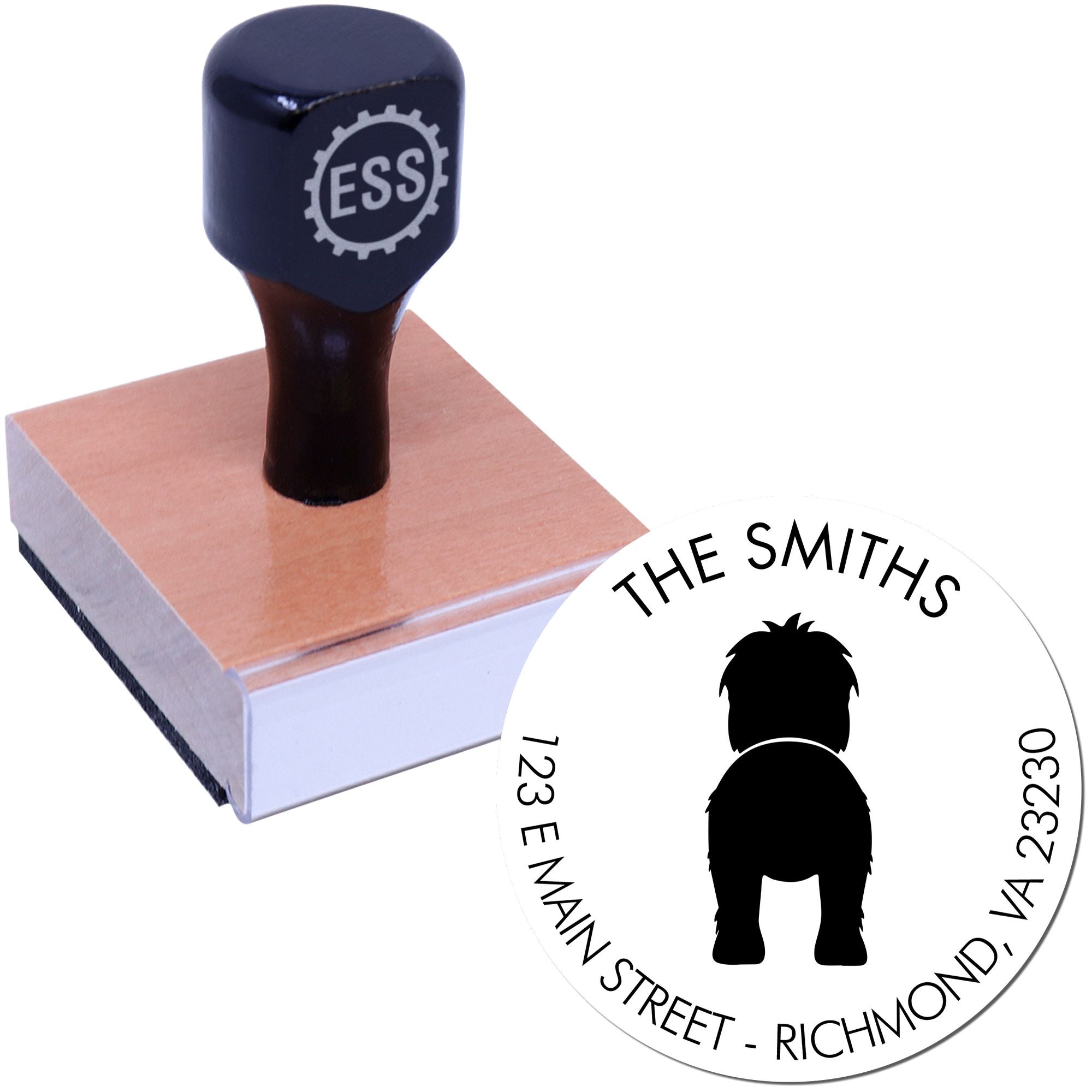 Wood Handle Old English Sheepdog Custom Rubber Address Stamp for Envelopes