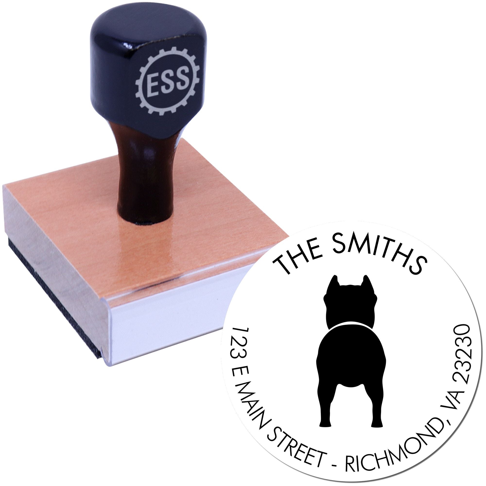 Wood Handle Pitbull Customizable Rubber Stamp