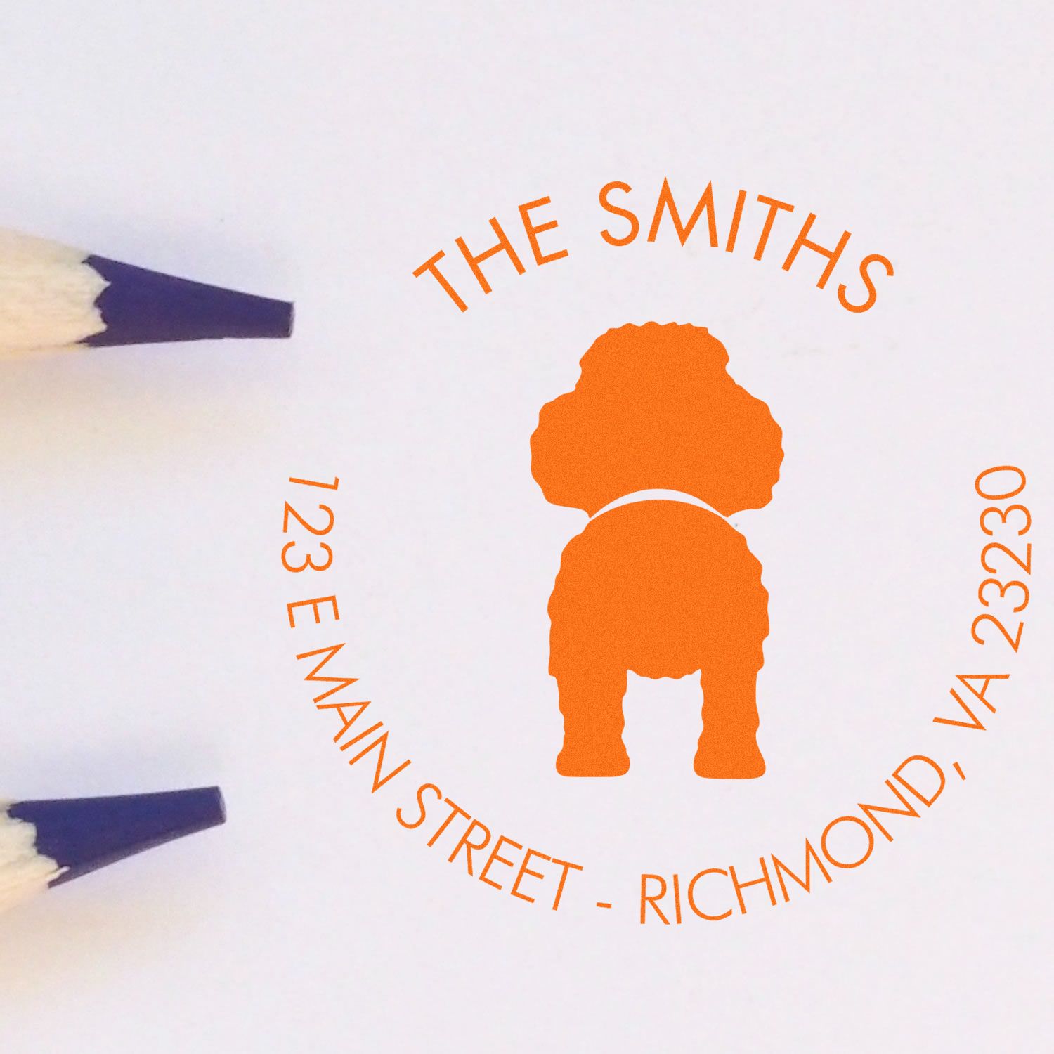 Slim Pre-Inked Poodle Customized New Home Address Rubber Stamp - Engineer Seal Stamps