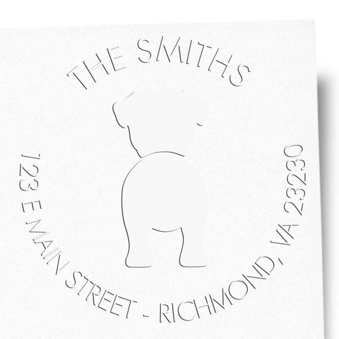 Soft Personalized Name and Address Embosser Seal with Pug Dog - Engineer Seal Stamps