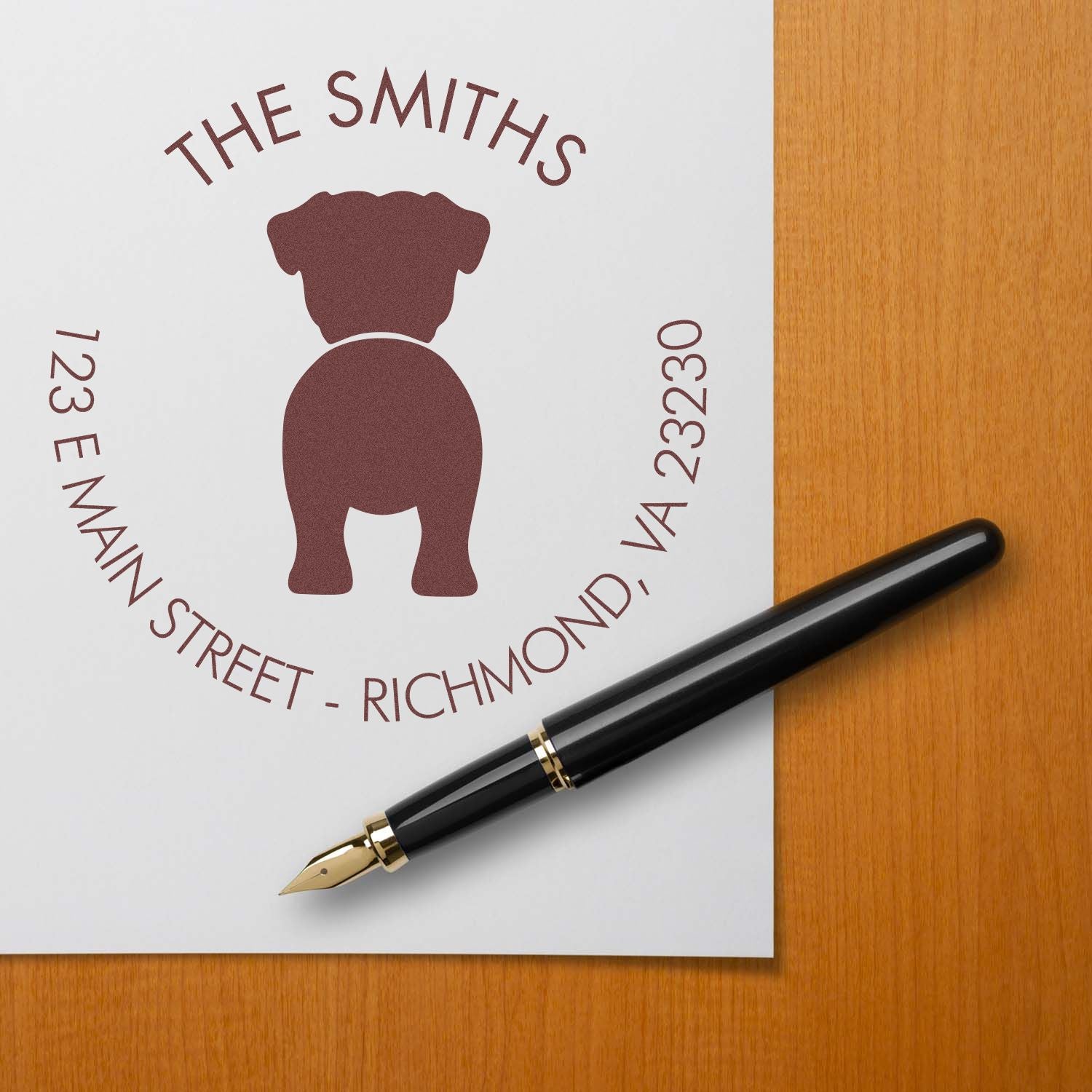 Wood Handle Pug Customizable Stamp for Envelopes