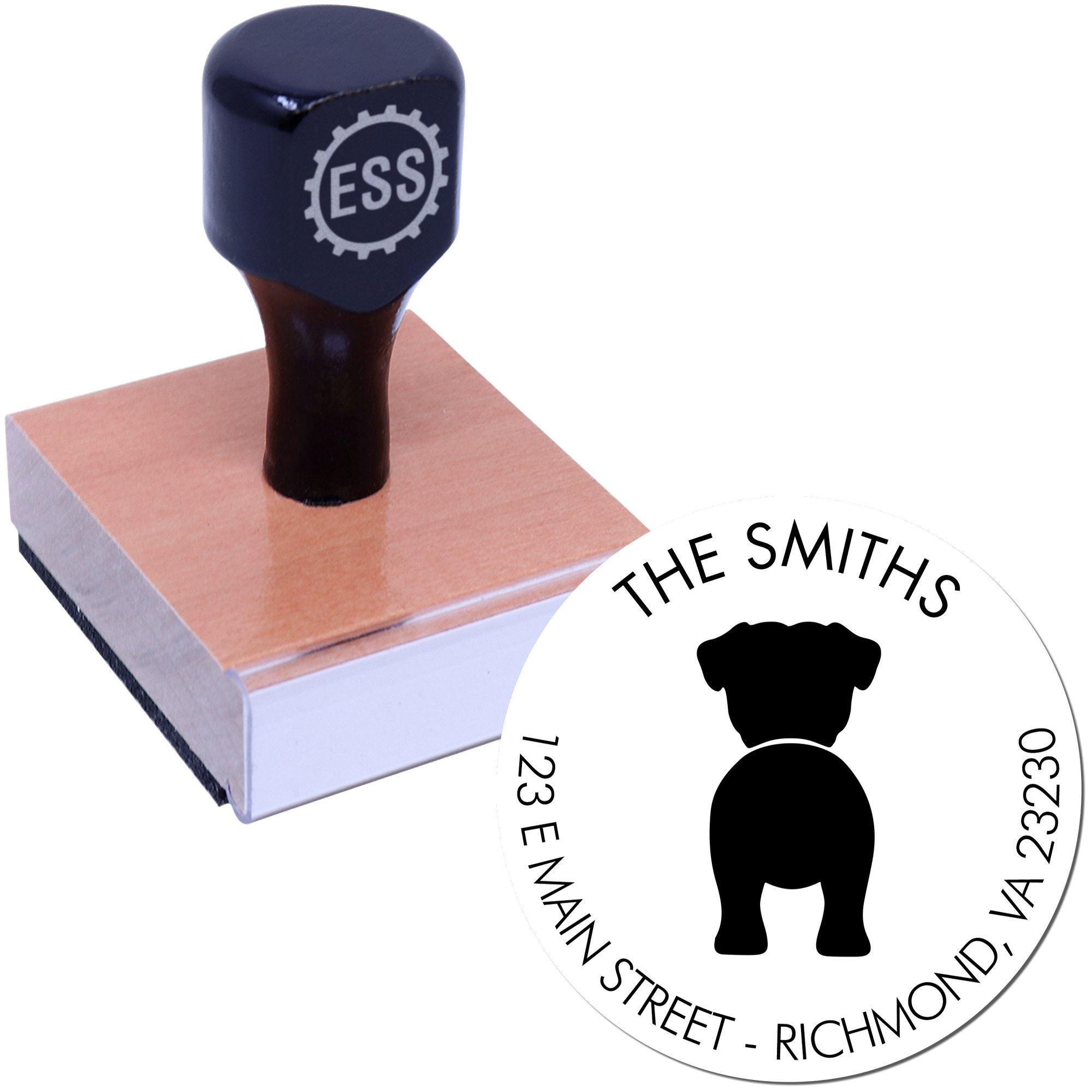 Wood Handle Pug Customizable Stamp for Envelopes