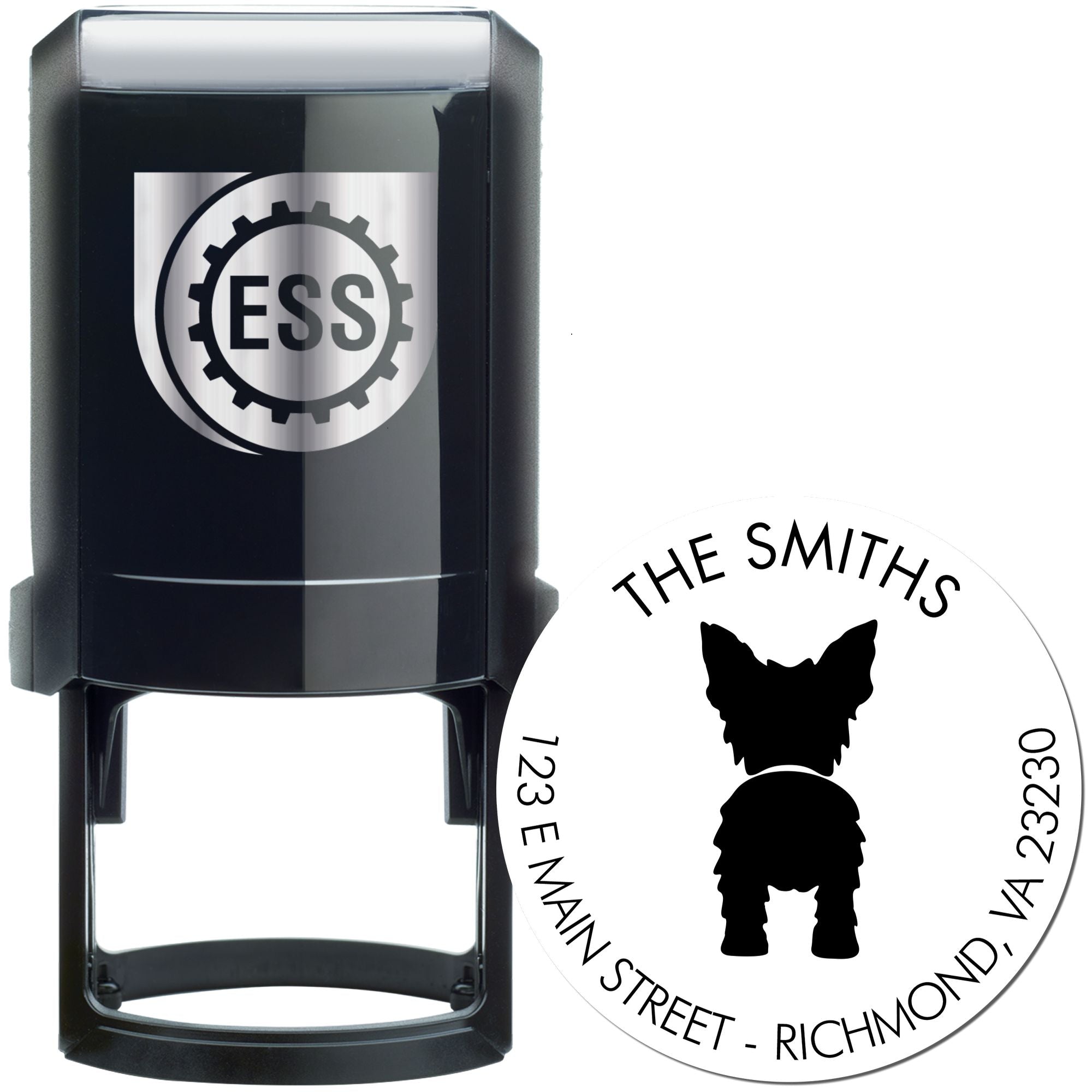 Self-Inking Yorkshire Terrier Custom-Made Refillable Address Stamper