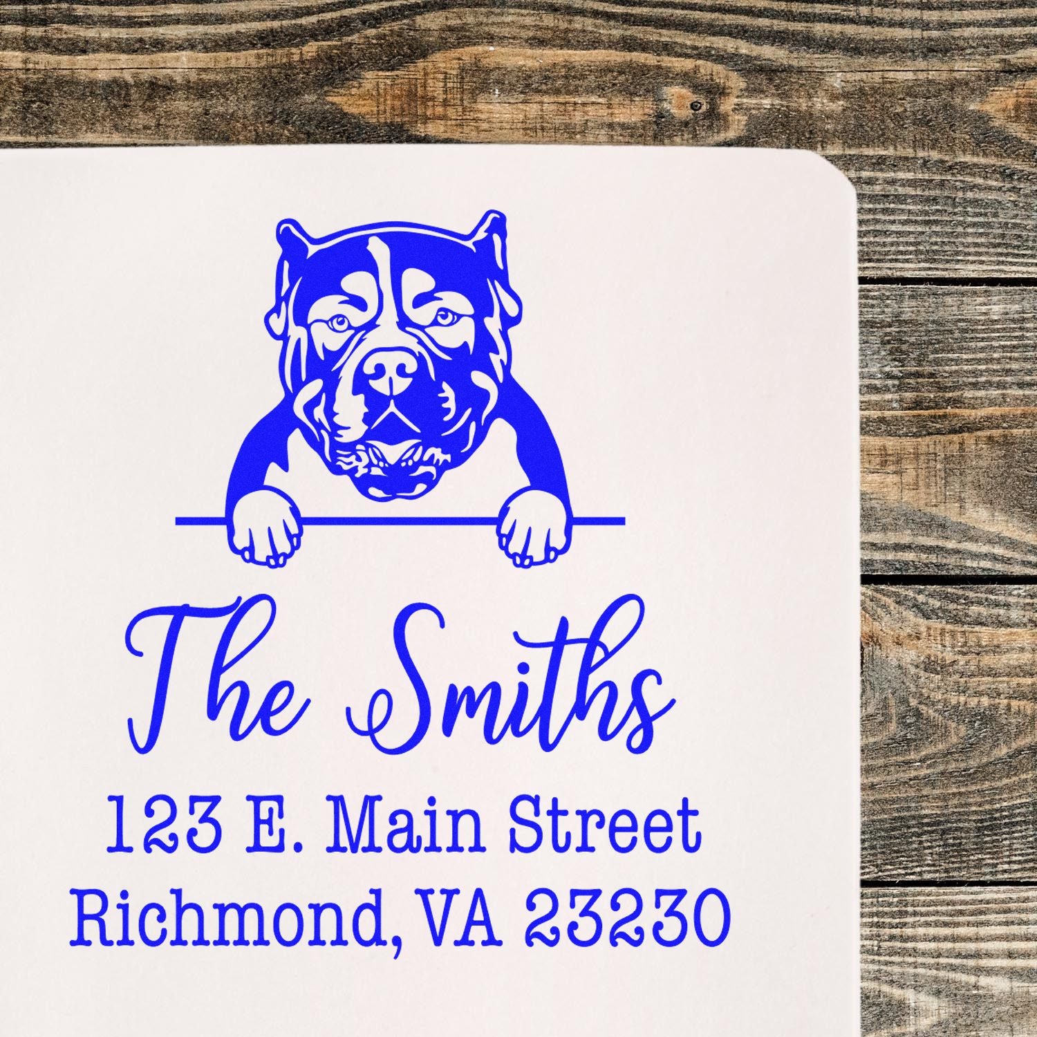 Wood Handle American Bulldog Customizable Address Return Stamper